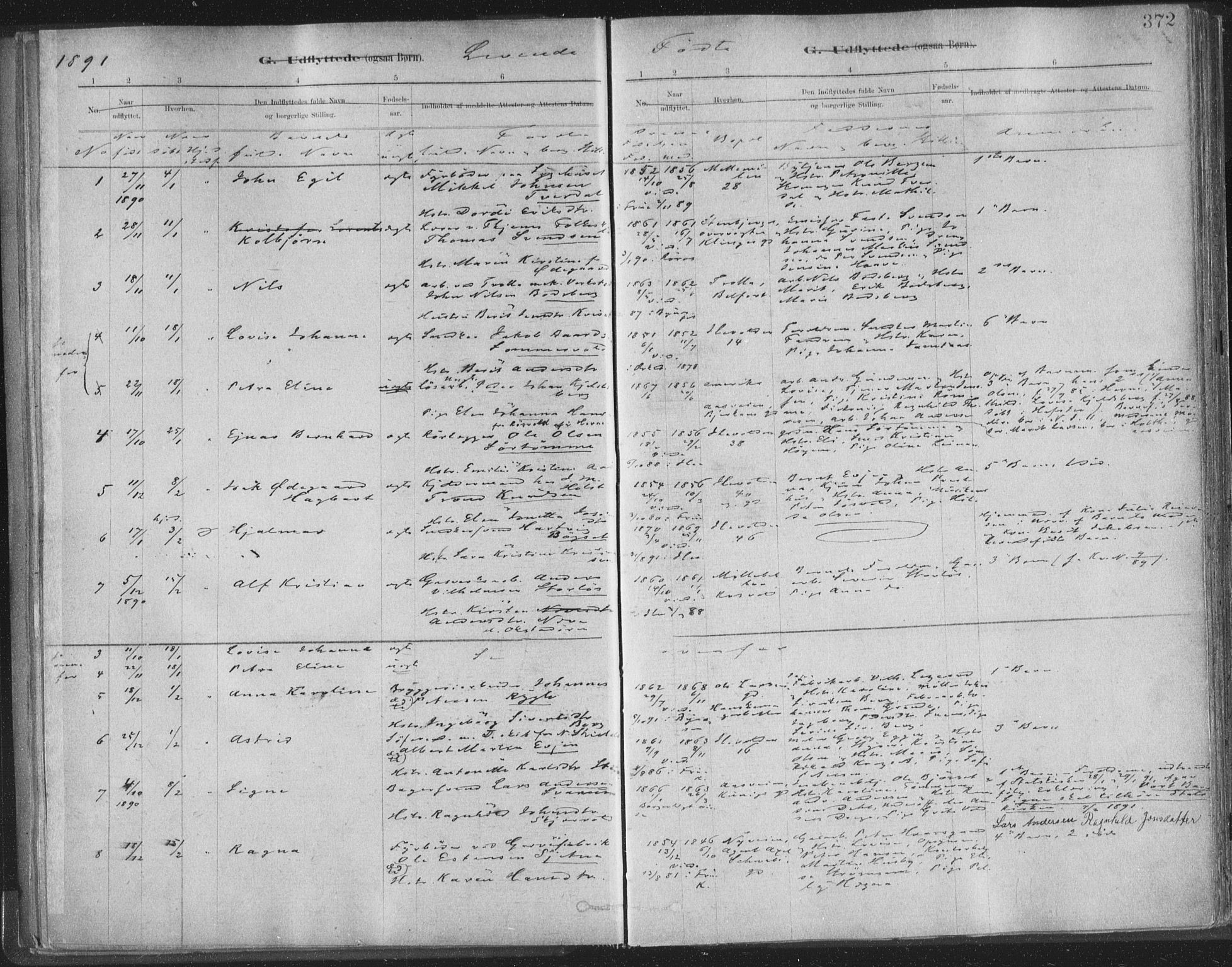 Ministerialprotokoller, klokkerbøker og fødselsregistre - Sør-Trøndelag, SAT/A-1456/603/L0163: Ministerialbok nr. 603A02, 1879-1895, s. 372