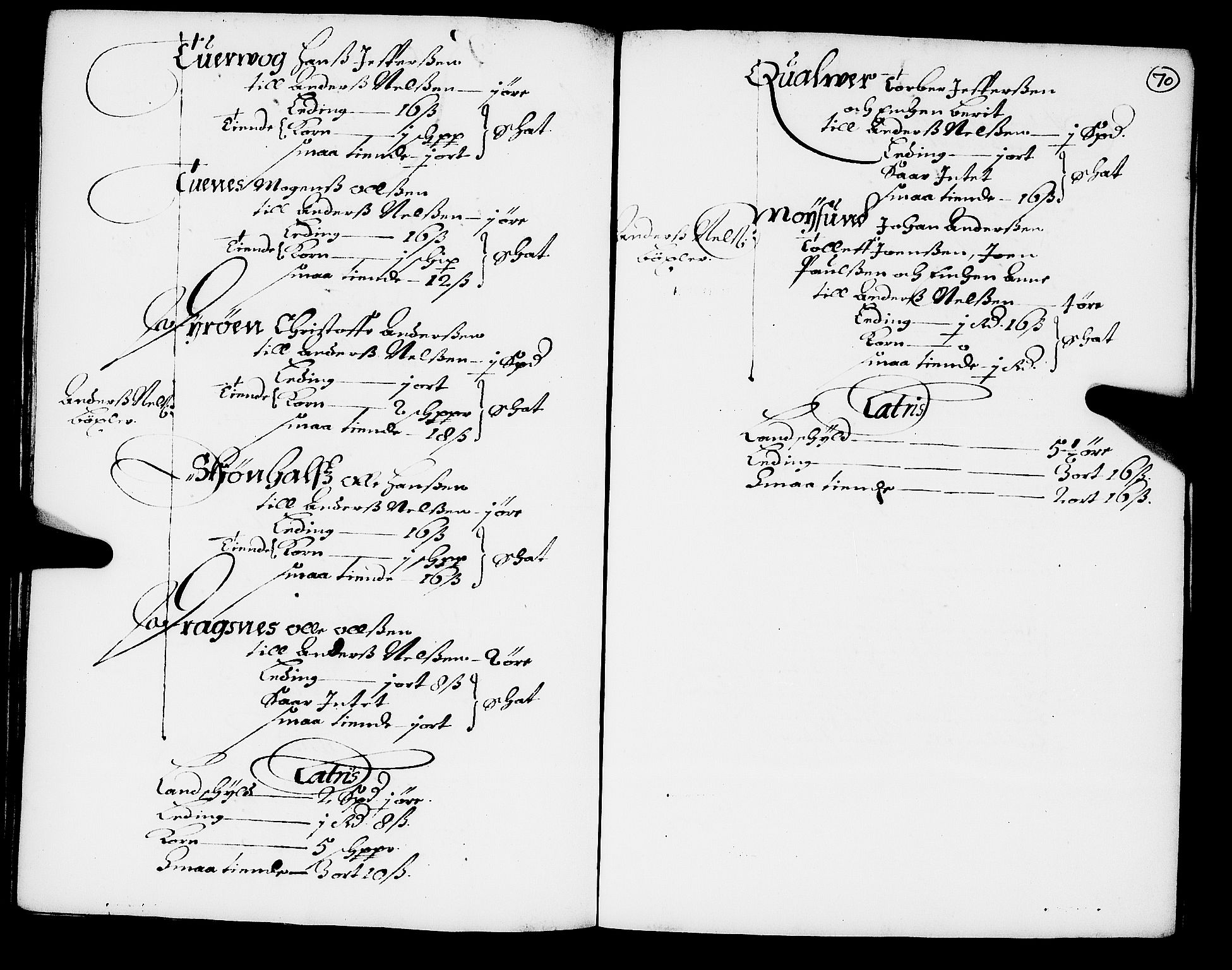 Rentekammeret inntil 1814, Realistisk ordnet avdeling, AV/RA-EA-4070/N/Nb/Nba/L0049: Fosen fogderi, 1668, s. 69b-70a