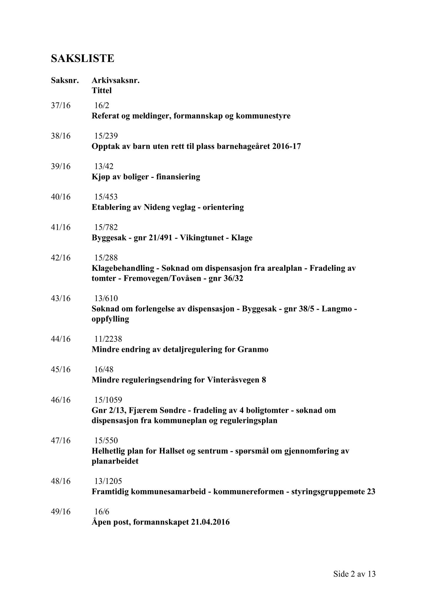 Klæbu Kommune, TRKO/KK/02-FS/L009: Formannsskapet - Møtedokumenter, 2016, s. 1241