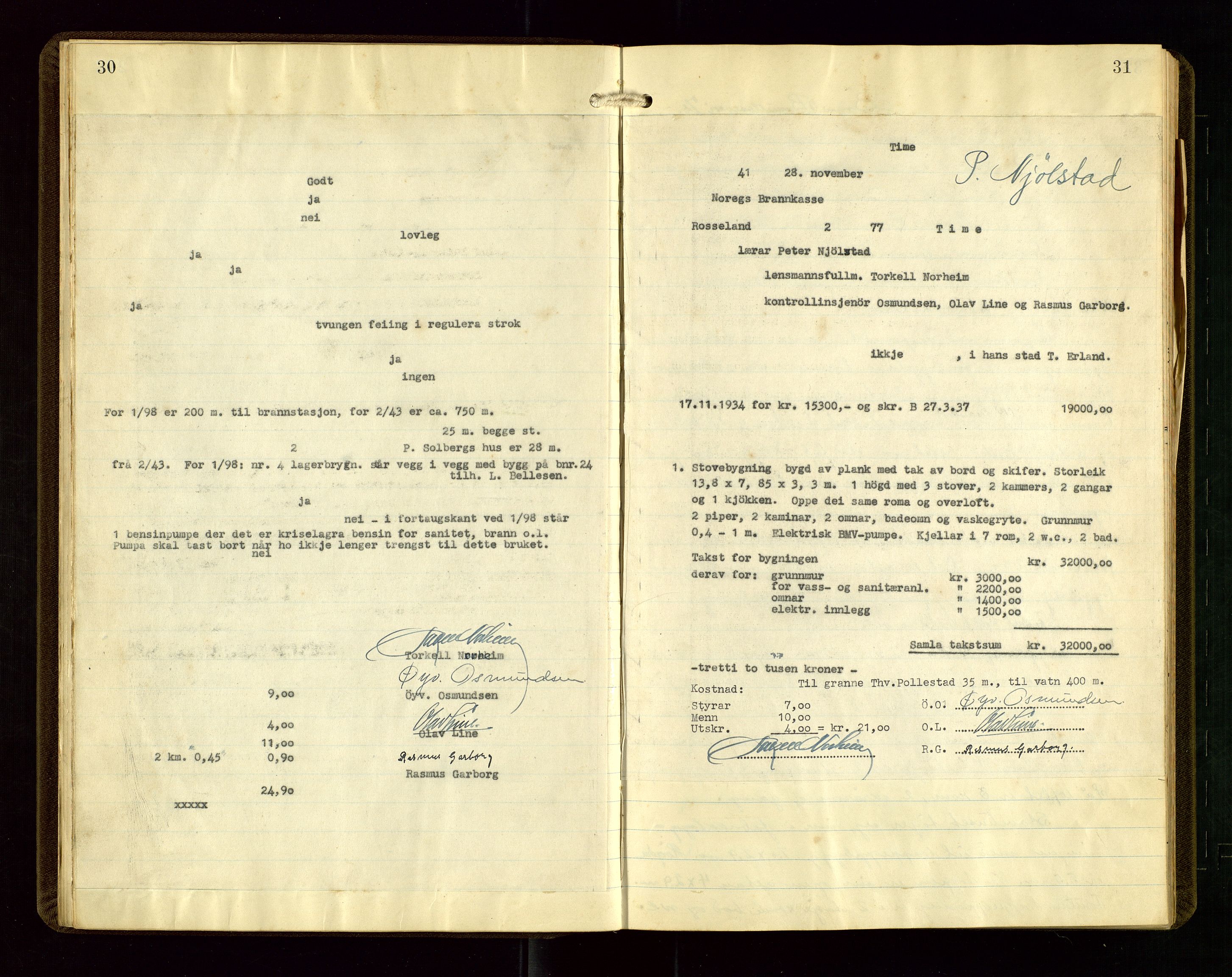 Time lensmannskontor, AV/SAST-A-100420/Goa/L0004: "Branntakstprotokoll", 1940-1947, s. 30-31