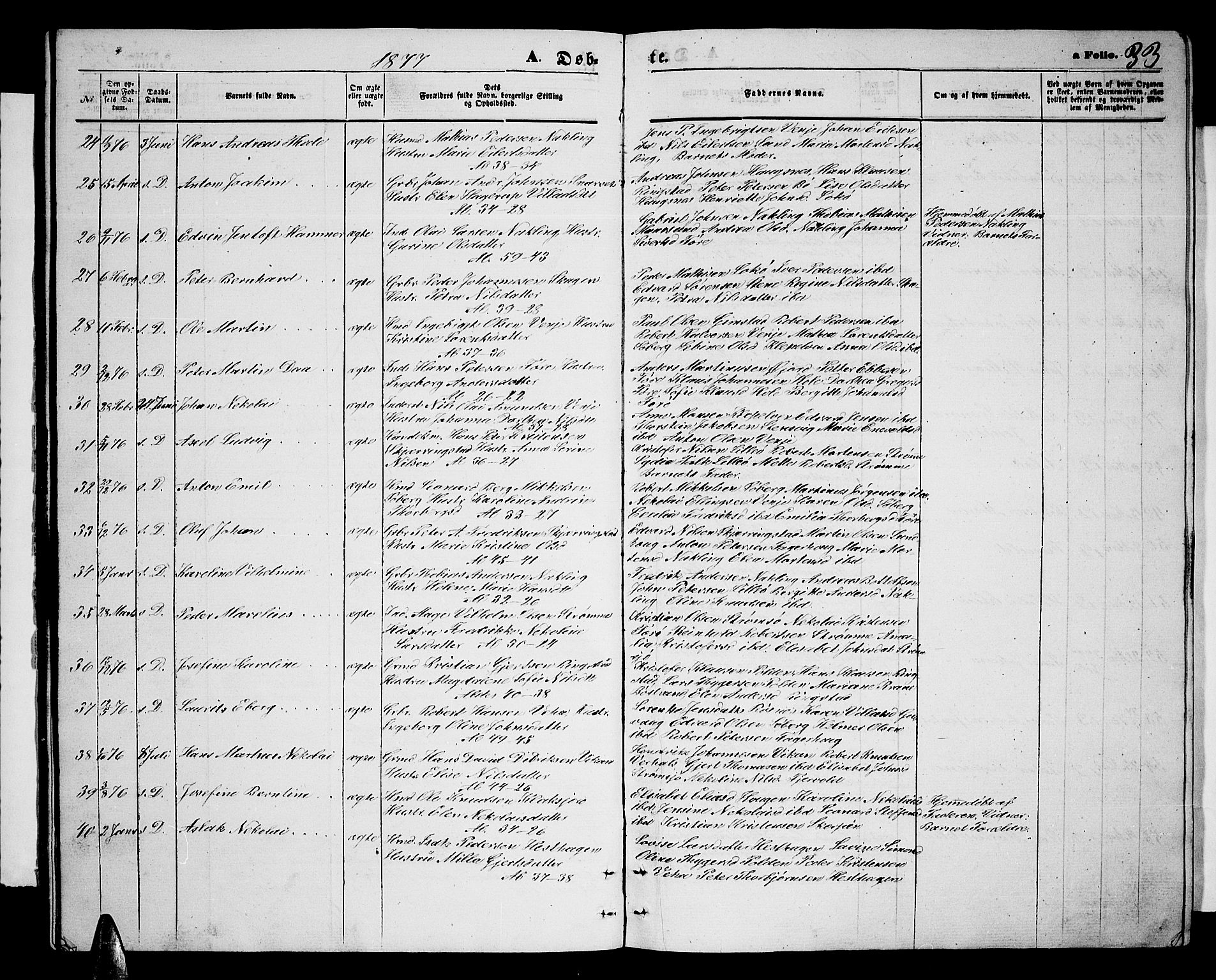 Ministerialprotokoller, klokkerbøker og fødselsregistre - Nordland, AV/SAT-A-1459/891/L1314: Klokkerbok nr. 891C03, 1870-1885, s. 33