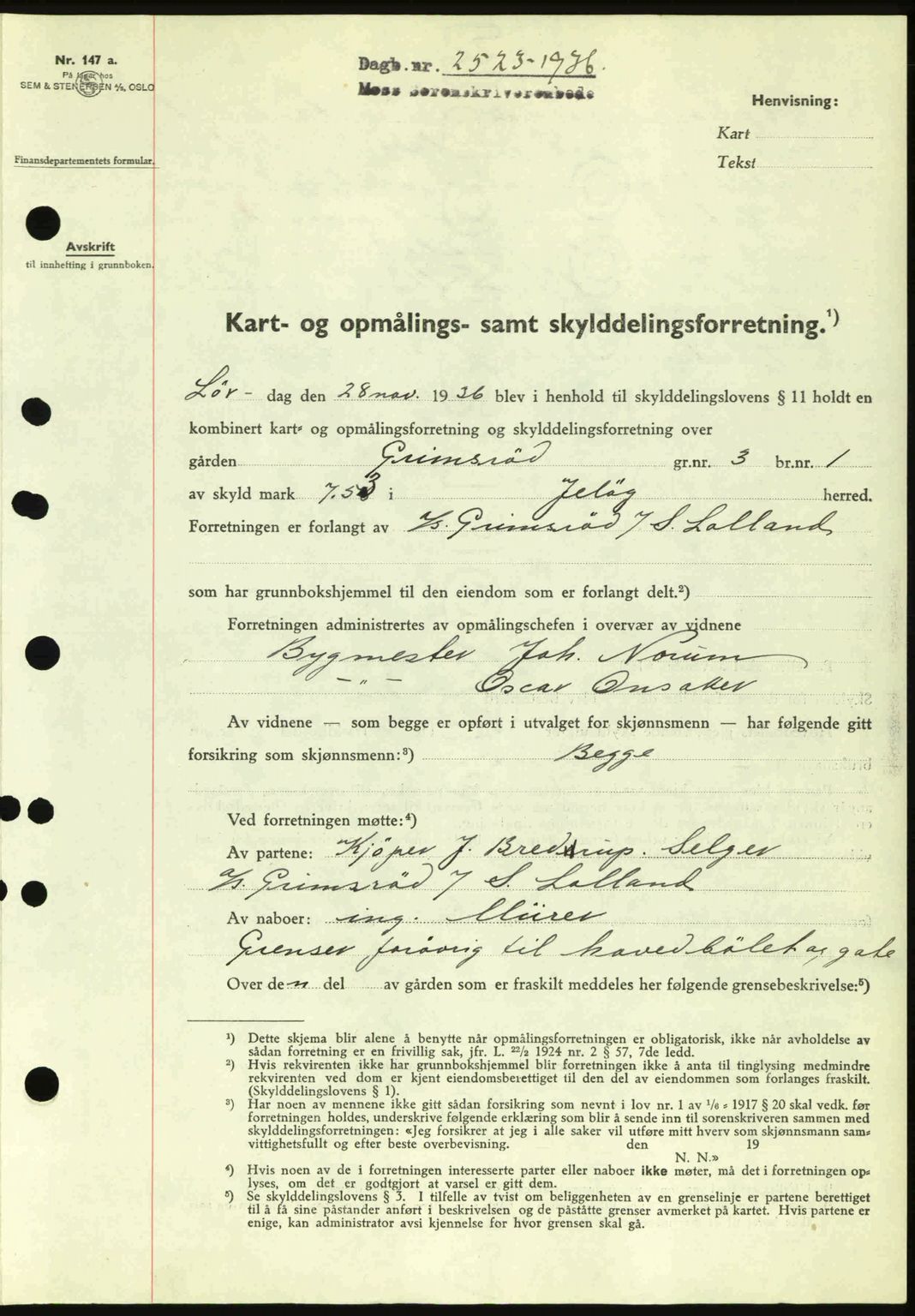 Moss sorenskriveri, SAO/A-10168: Pantebok nr. A2, 1936-1937, Dagboknr: 2523/1936