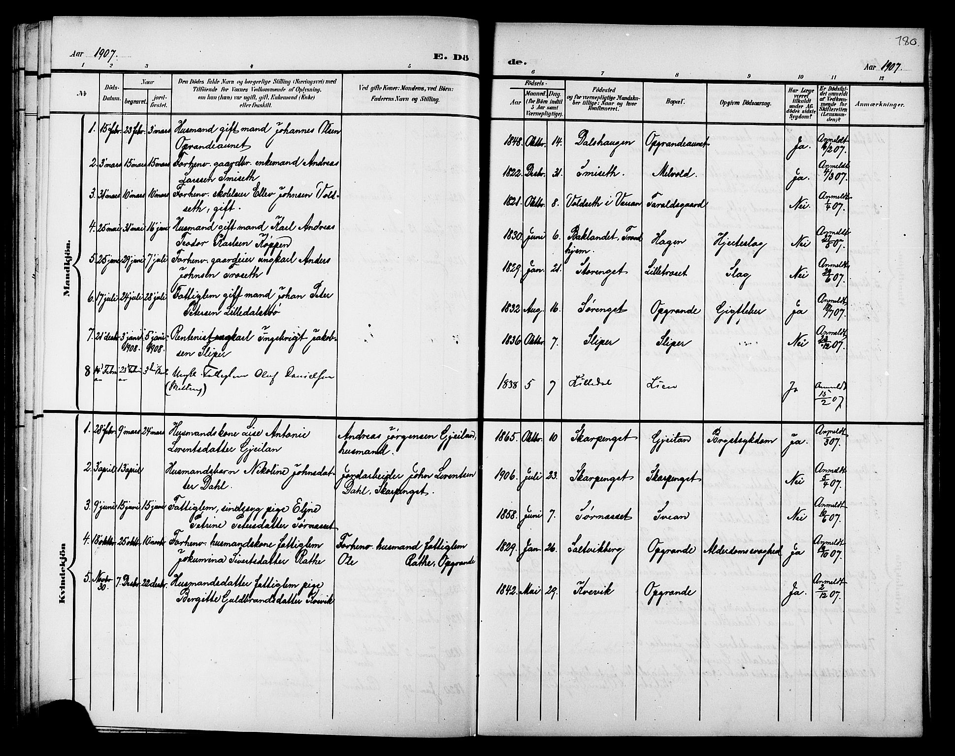 Ministerialprotokoller, klokkerbøker og fødselsregistre - Nord-Trøndelag, SAT/A-1458/733/L0327: Klokkerbok nr. 733C02, 1888-1918, s. 180