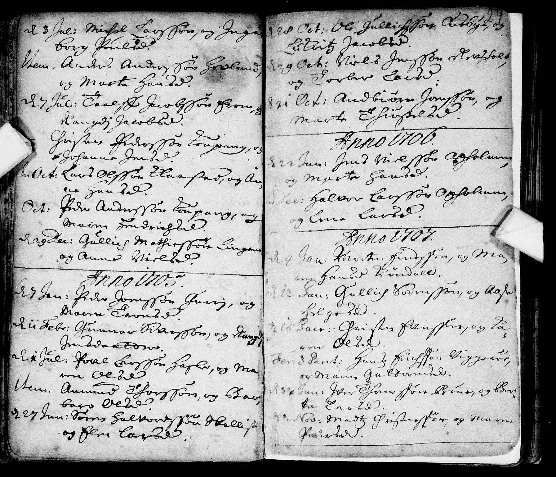Tjølling kirkebøker, AV/SAKO-A-60/F/Fa/L0001: Ministerialbok nr. 1, 1670-1716, s. 24