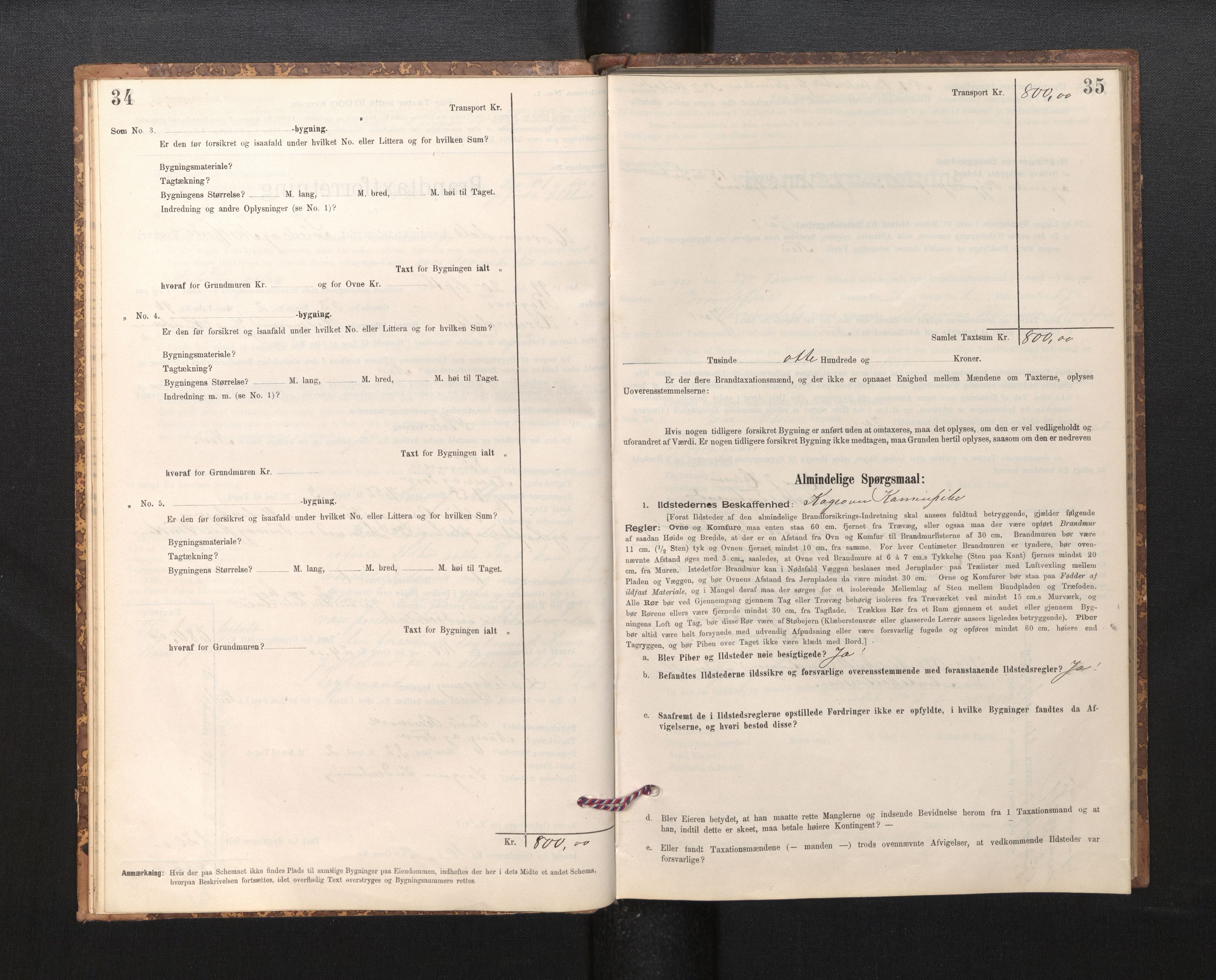 Lensmannen i Hornindal, SAB/A-28201/0012/L0001: Branntakstprotokoll, skjematakst, 1895-1951, s. 34-35