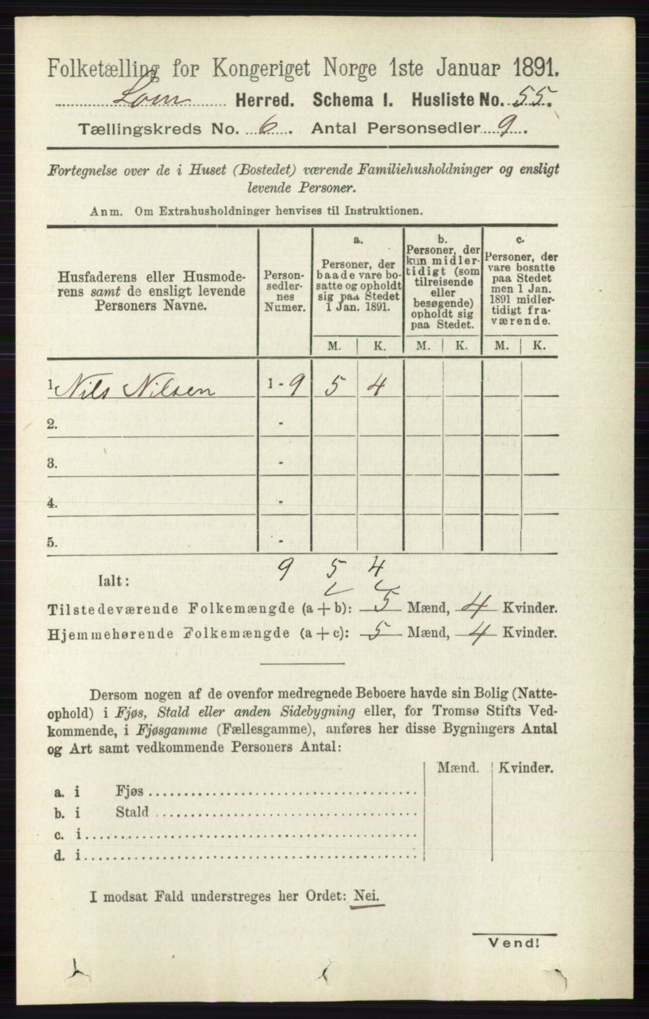 RA, Folketelling 1891 for 0514 Lom herred, 1891, s. 2358