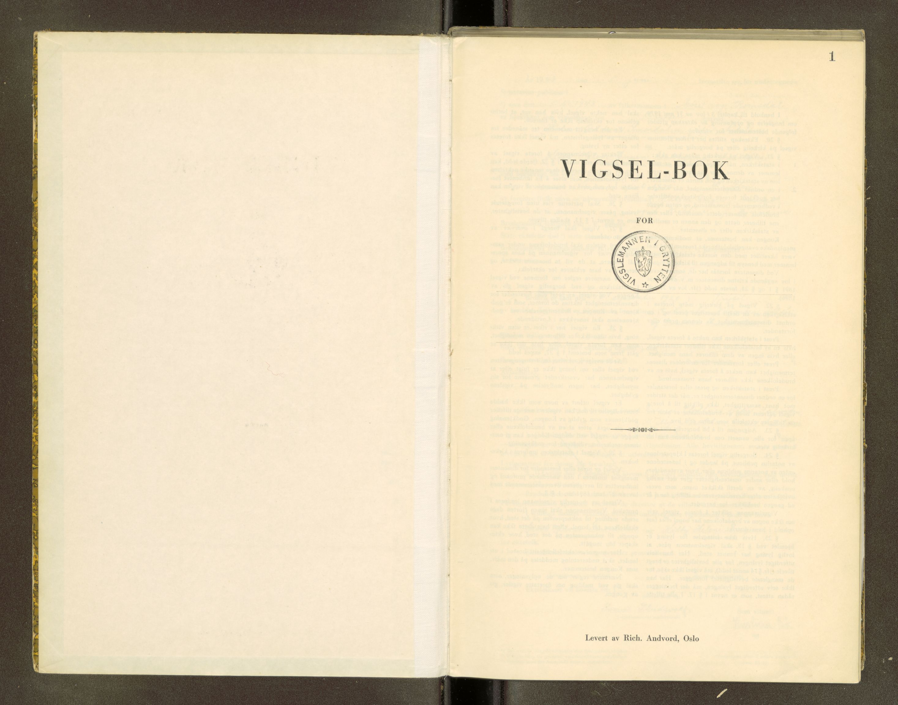 Romsdal sorenskriveri, SAT/A-4149/1/6/6D/L0008: Vigselbok for Grytten, 1943-1945, s. 1