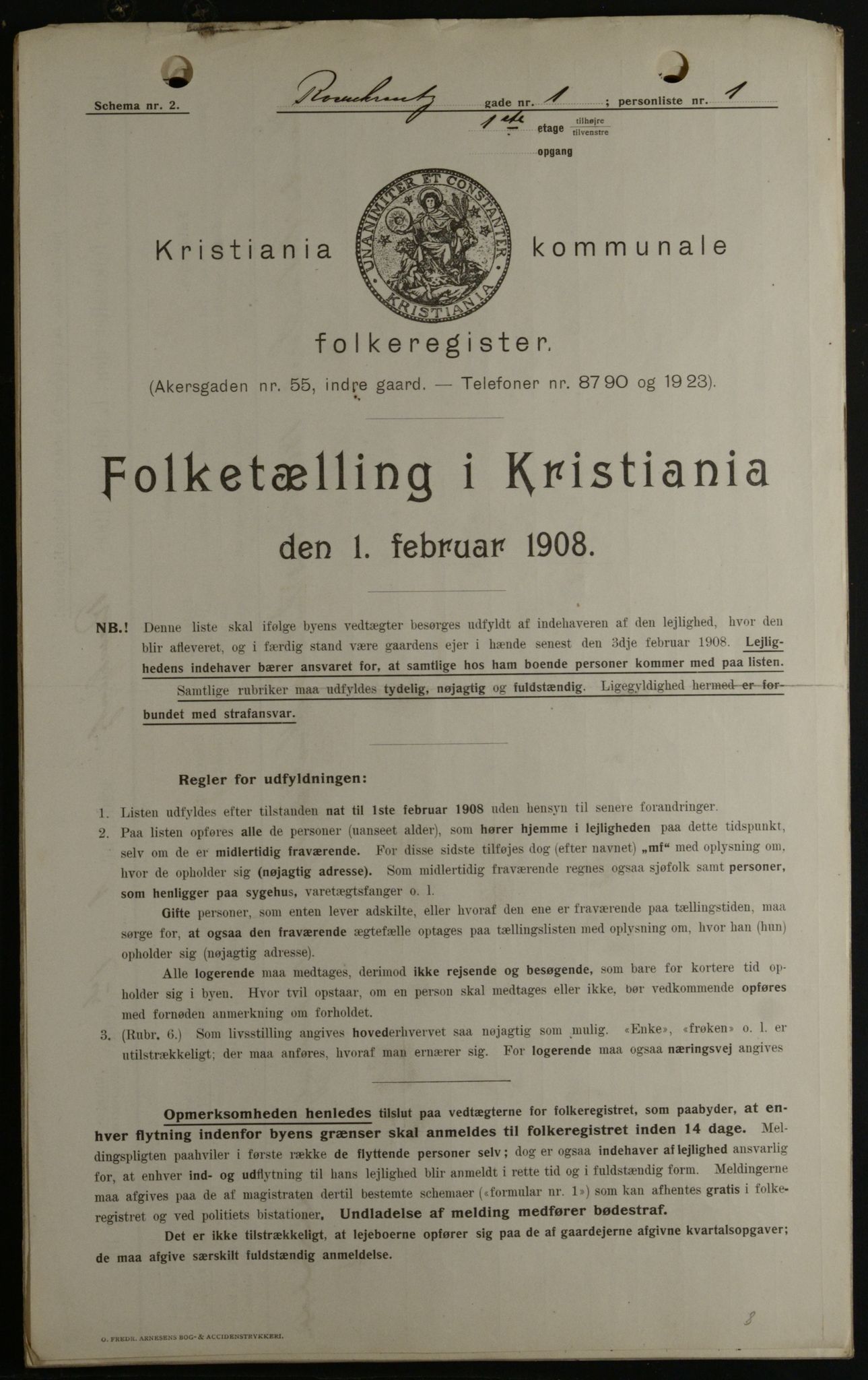 OBA, Kommunal folketelling 1.2.1908 for Kristiania kjøpstad, 1908, s. 75281