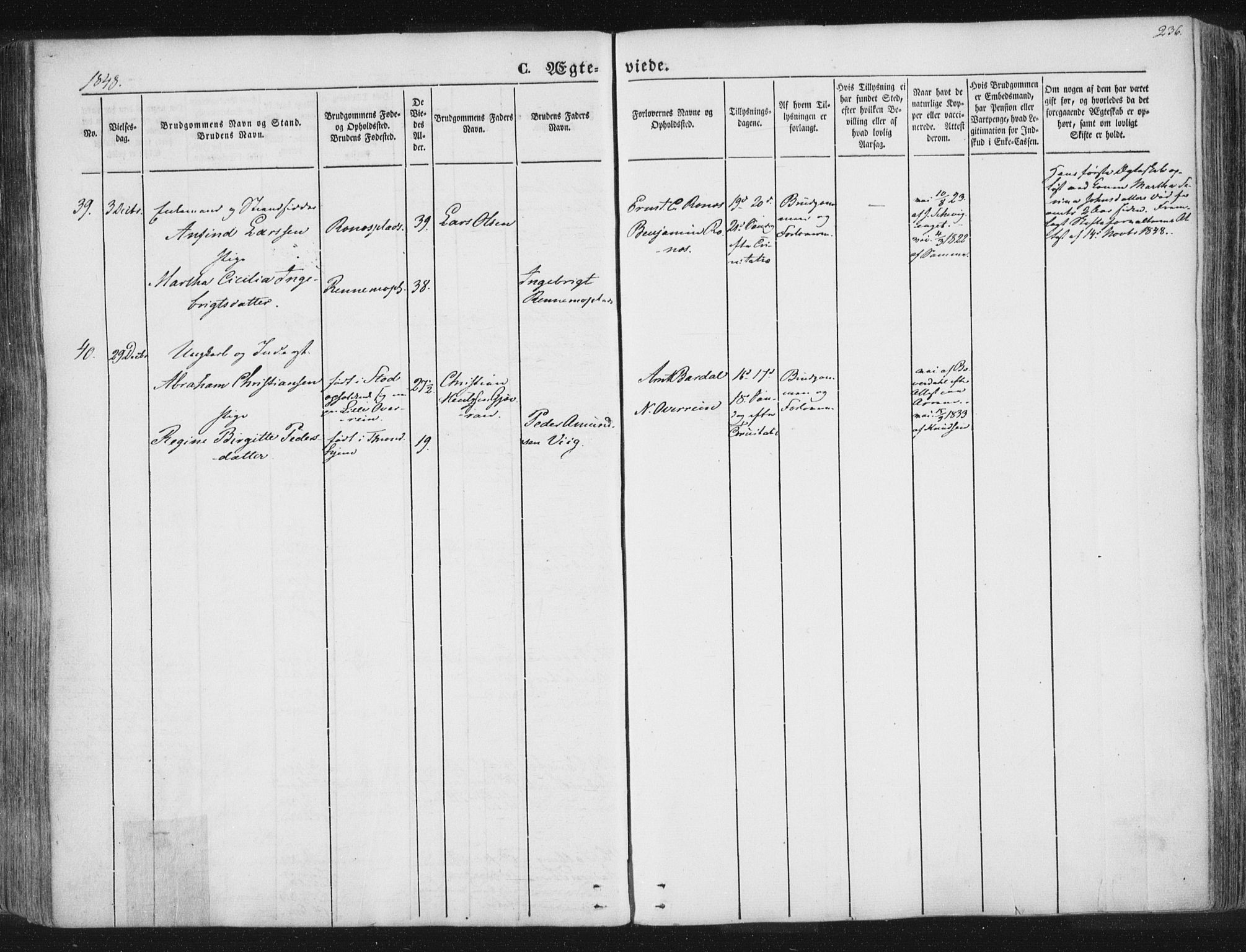 Ministerialprotokoller, klokkerbøker og fødselsregistre - Nord-Trøndelag, SAT/A-1458/741/L0392: Ministerialbok nr. 741A06, 1836-1848, s. 236