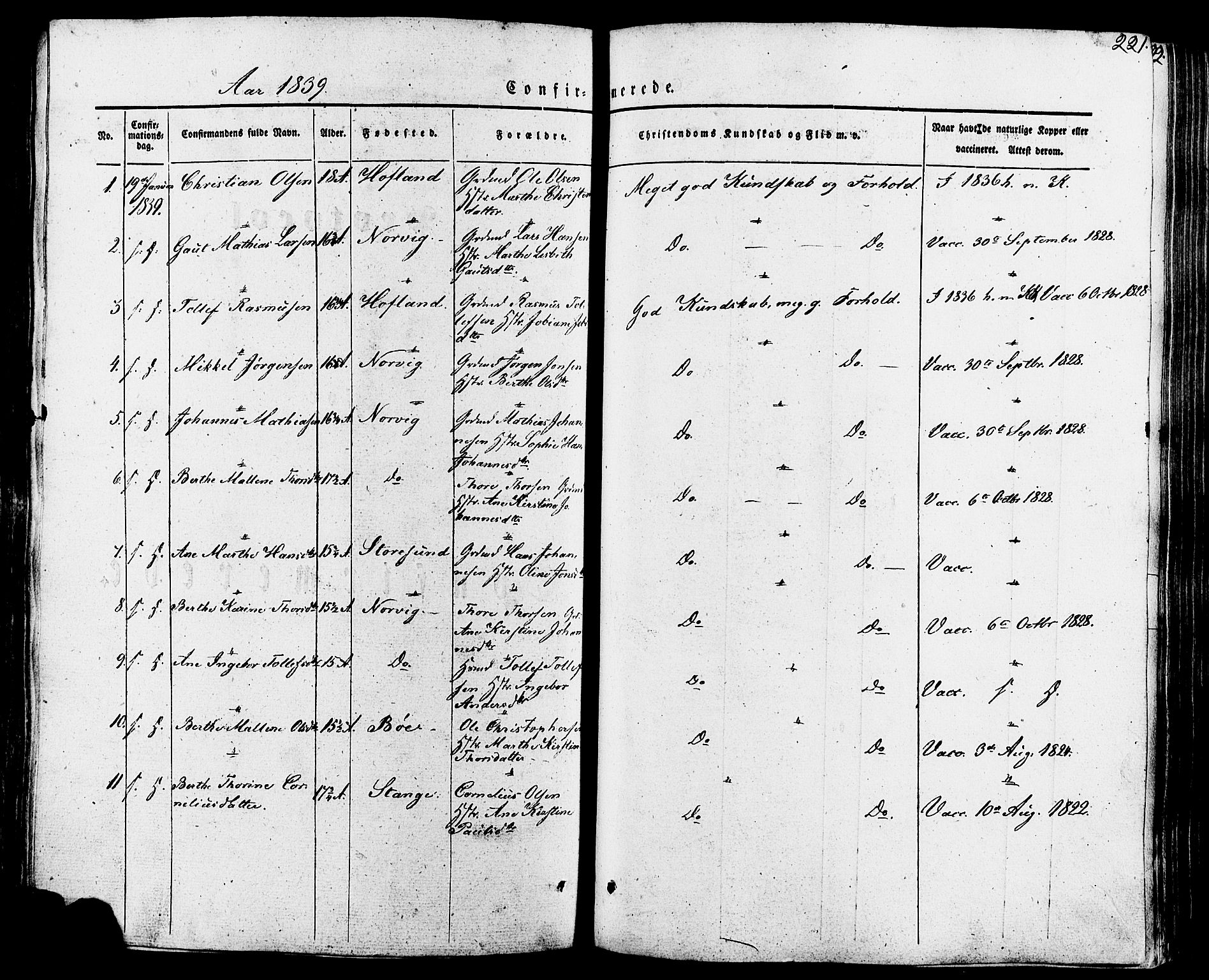 Torvastad sokneprestkontor, SAST/A -101857/H/Ha/Haa/L0007: Ministerialbok nr. A 7, 1838-1882, s. 221