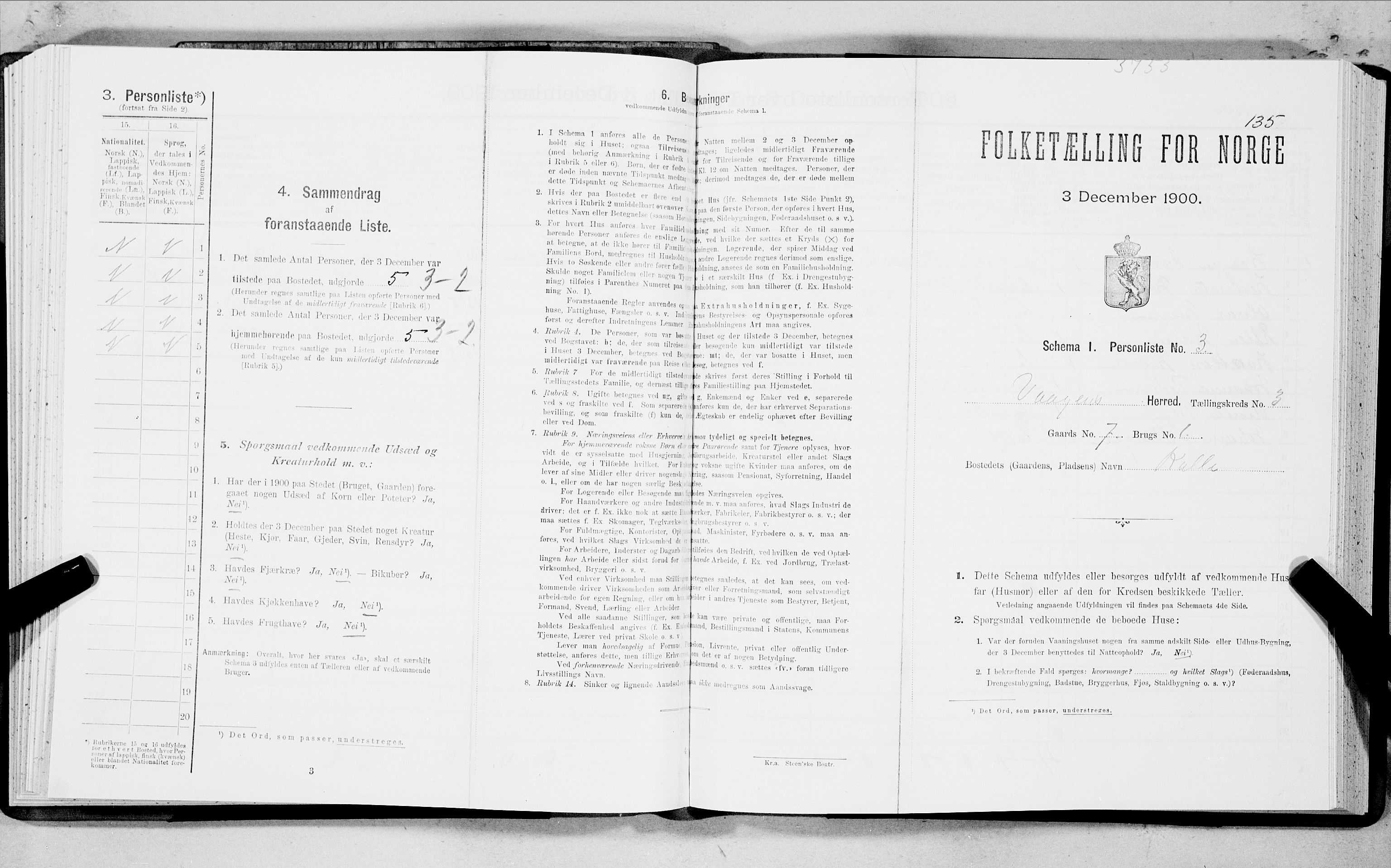 SAT, Folketelling 1900 for 1865 Vågan herred, 1900, s. 136