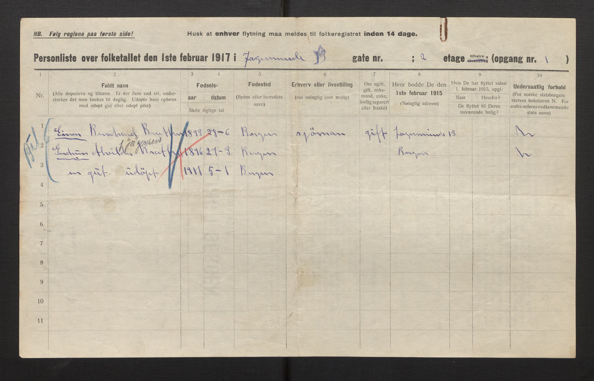 SAB, Kommunal folketelling 1917 for Bergen kjøpstad, 1917, s. 16334