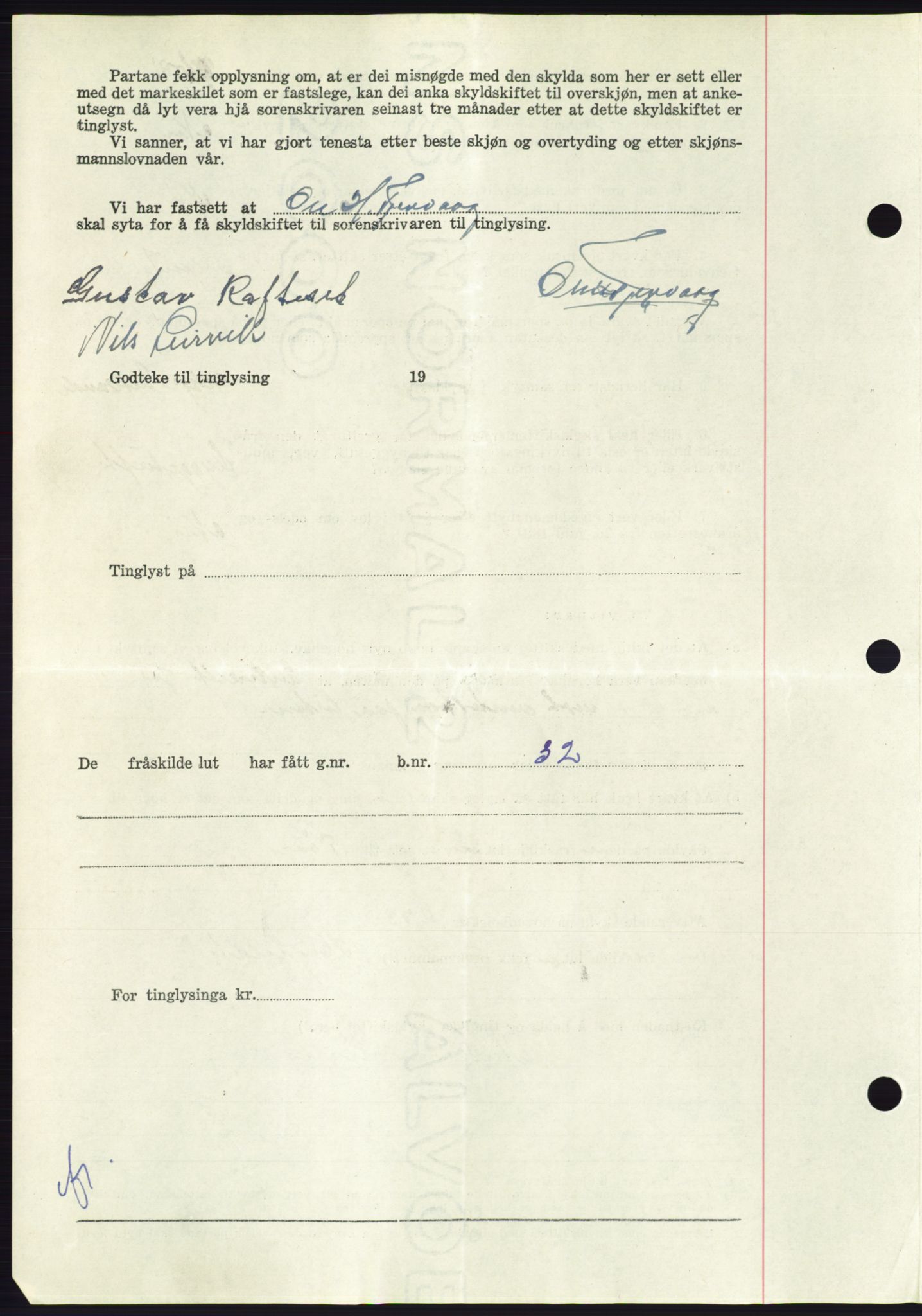 Søre Sunnmøre sorenskriveri, AV/SAT-A-4122/1/2/2C/L0100: Pantebok nr. 26A, 1954-1955, Dagboknr: 595/1955