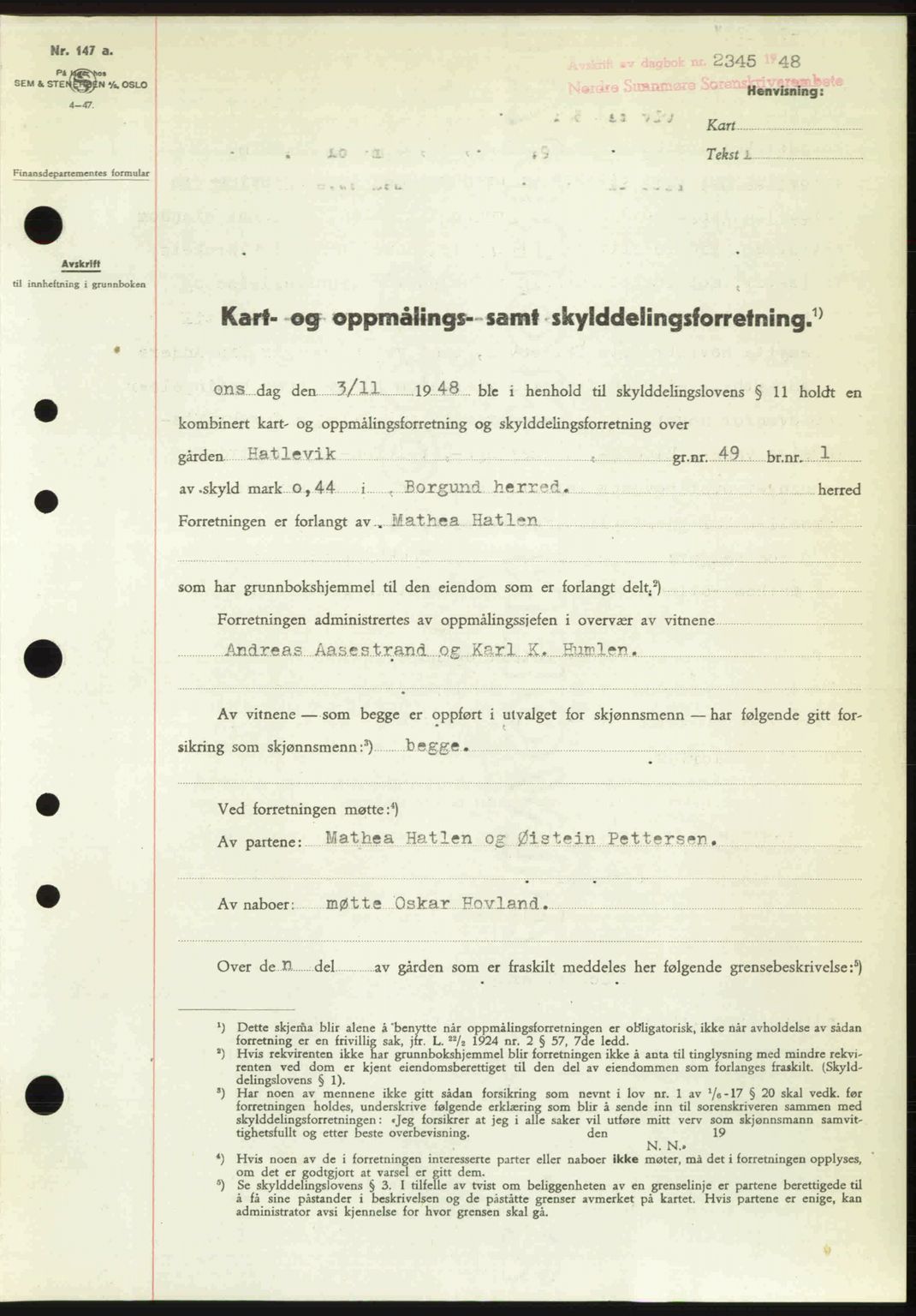 Nordre Sunnmøre sorenskriveri, SAT/A-0006/1/2/2C/2Ca: Pantebok nr. A29, 1948-1949, Dagboknr: 2345/1948