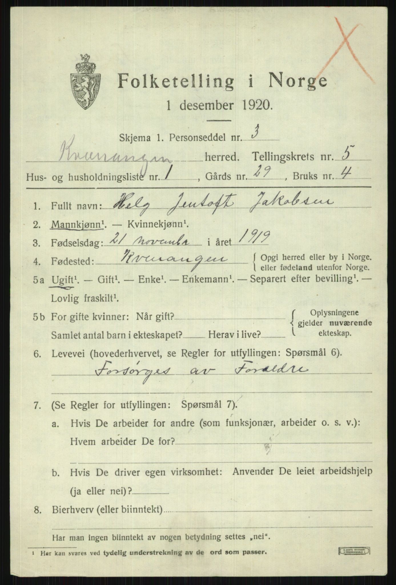 SATØ, Folketelling 1920 for 1943 Kvænangen herred, 1920, s. 3078