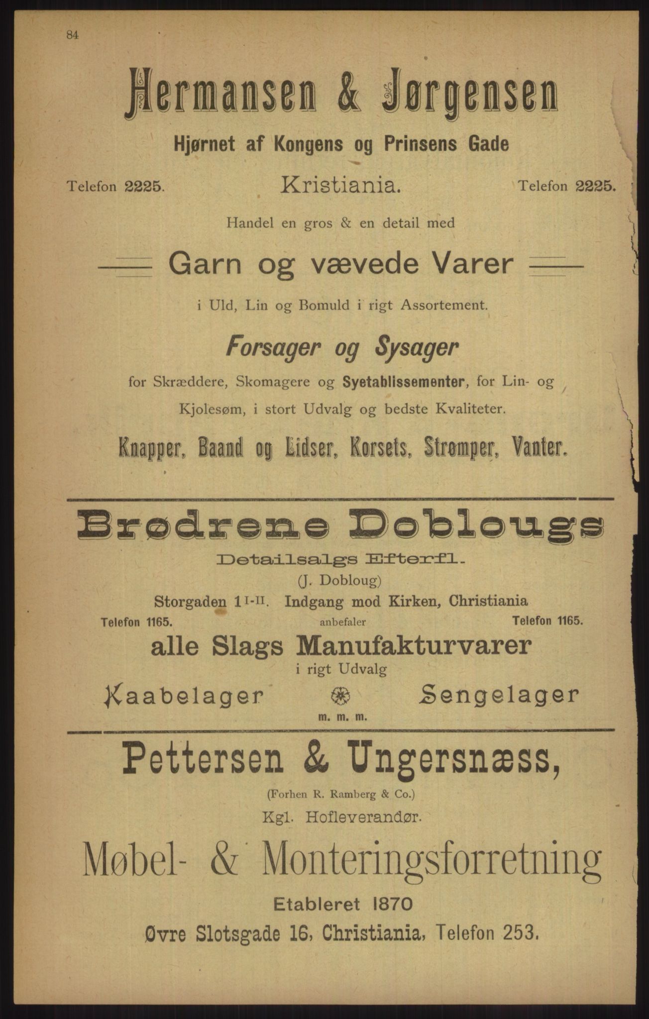 Kristiania/Oslo adressebok, PUBL/-, 1905, s. 84