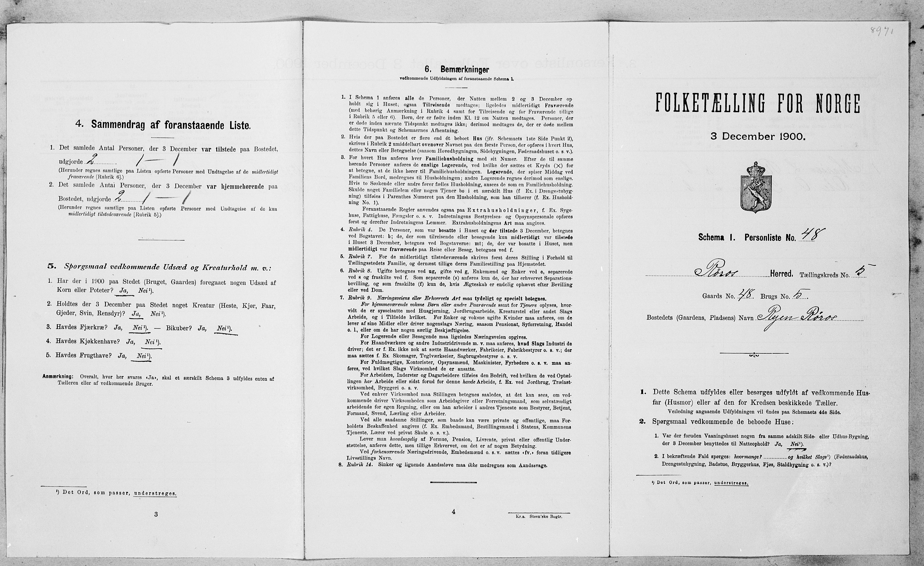 SAT, Folketelling 1900 for 1640 Røros herred, 1900, s. 758