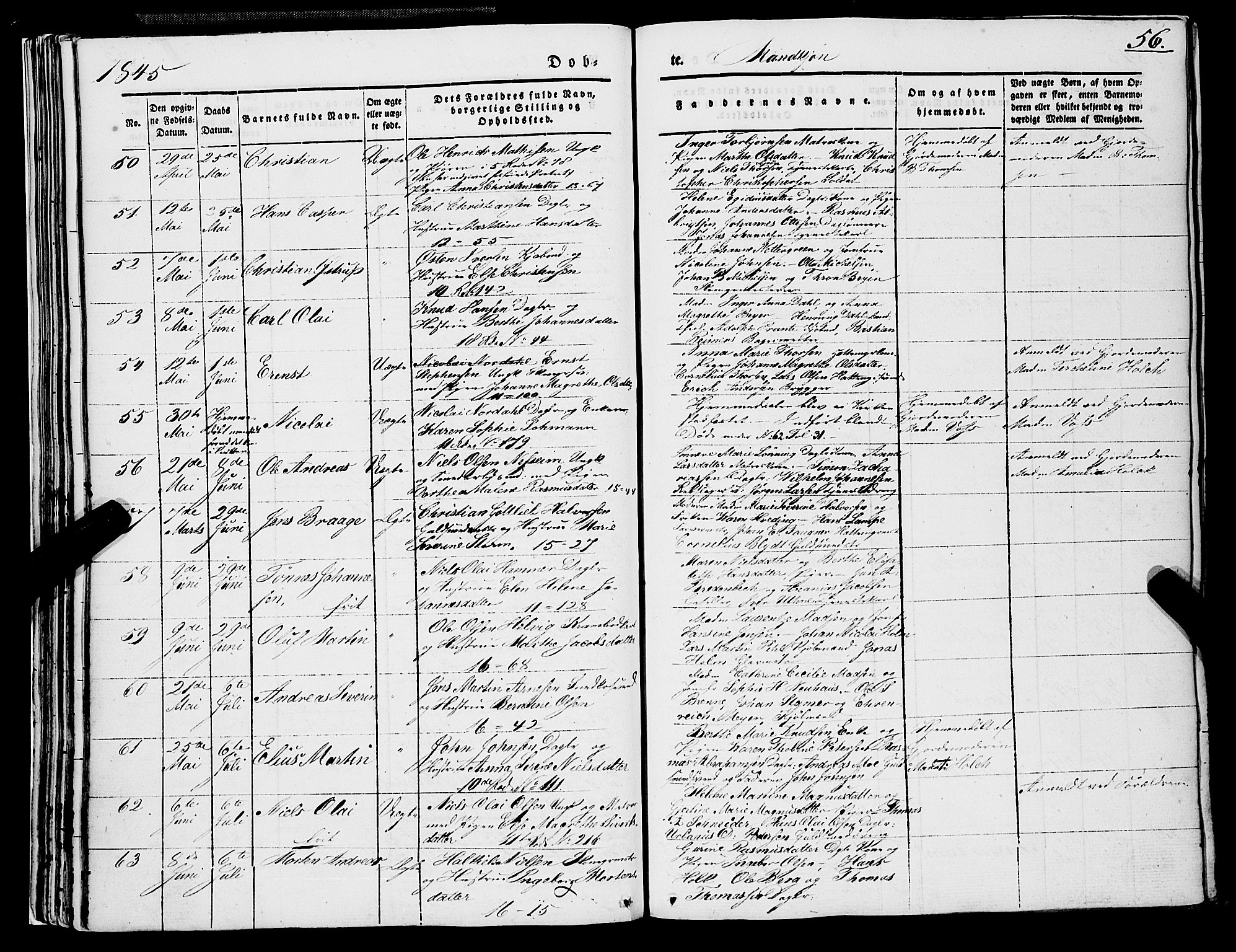 Domkirken sokneprestembete, AV/SAB-A-74801/H/Haa/L0019: Ministerialbok nr. B 2, 1841-1851, s. 56