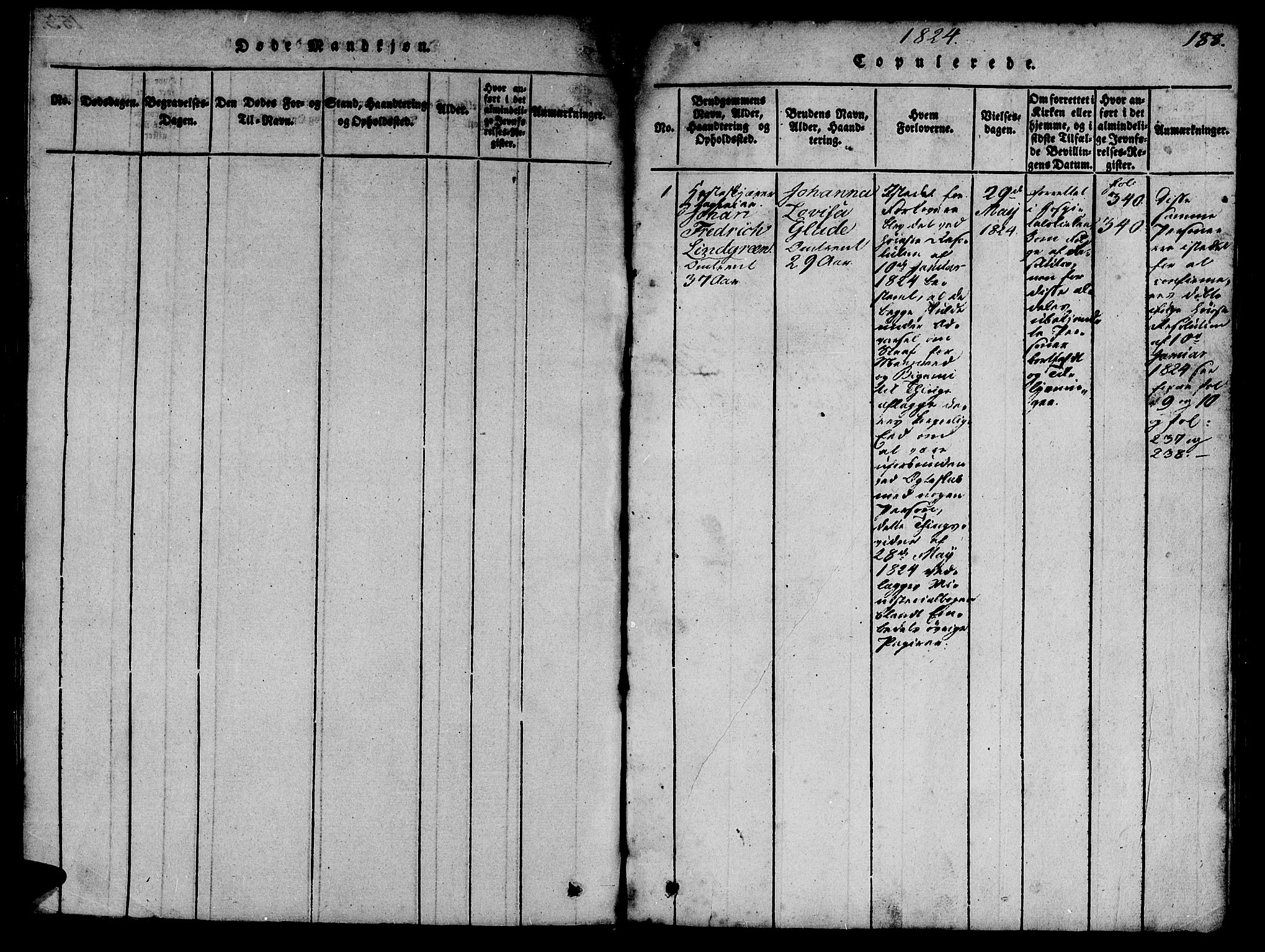 Ministerialprotokoller, klokkerbøker og fødselsregistre - Sør-Trøndelag, SAT/A-1456/623/L0478: Klokkerbok nr. 623C01, 1815-1873, s. 188