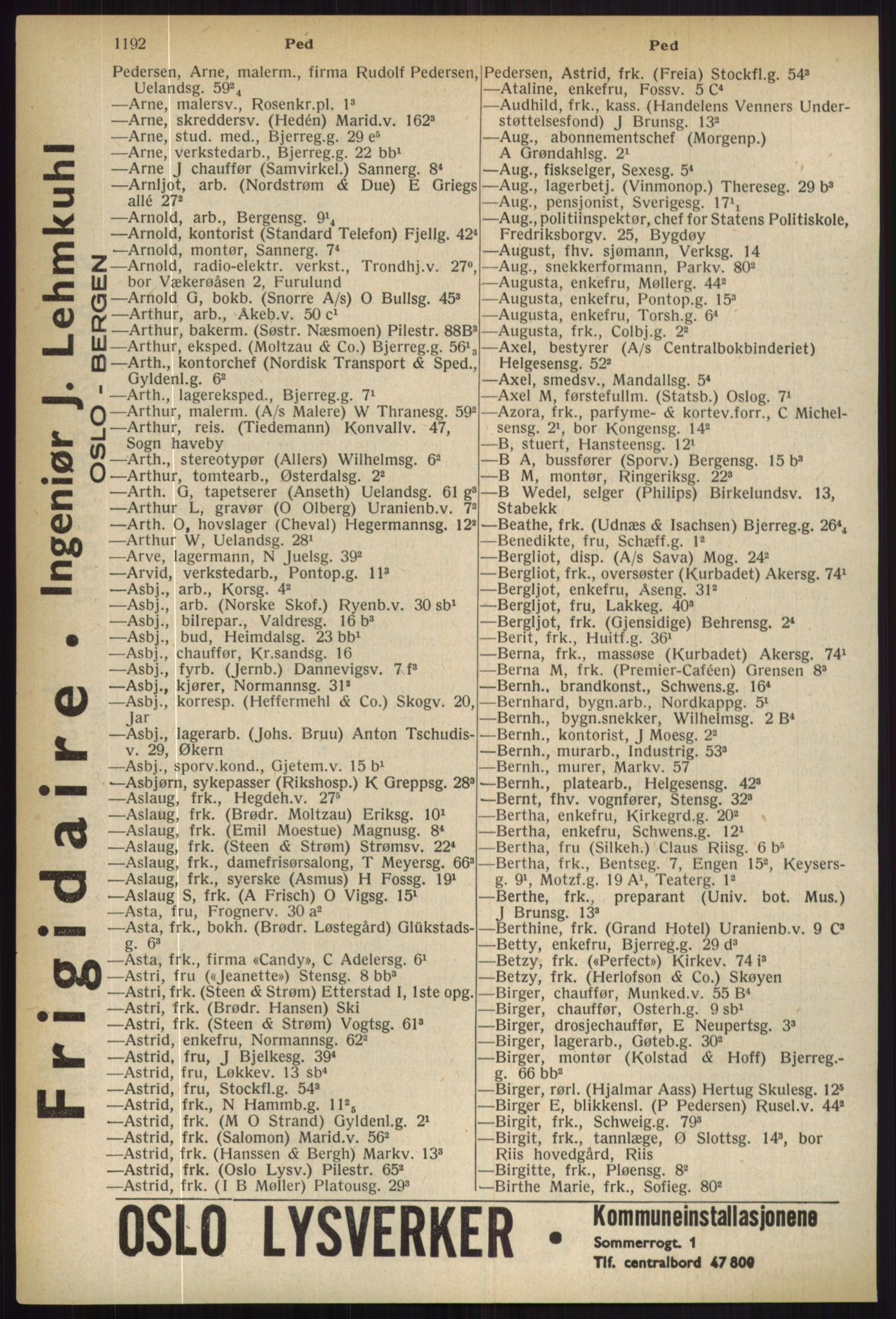 Kristiania/Oslo adressebok, PUBL/-, 1936, s. 1192