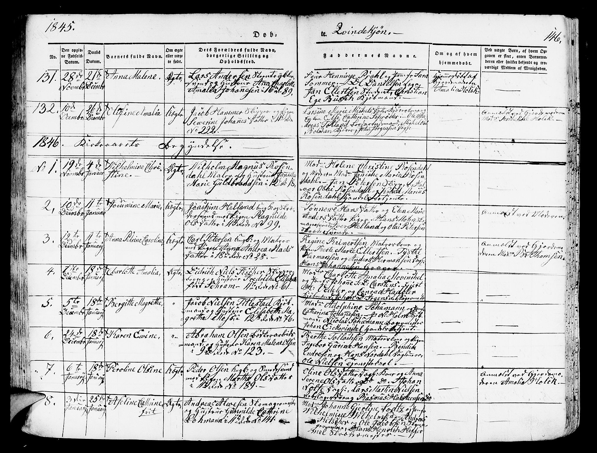 Domkirken sokneprestembete, AV/SAB-A-74801/H/Hab/L0009: Klokkerbok nr. B 2, 1842-1849, s. 146