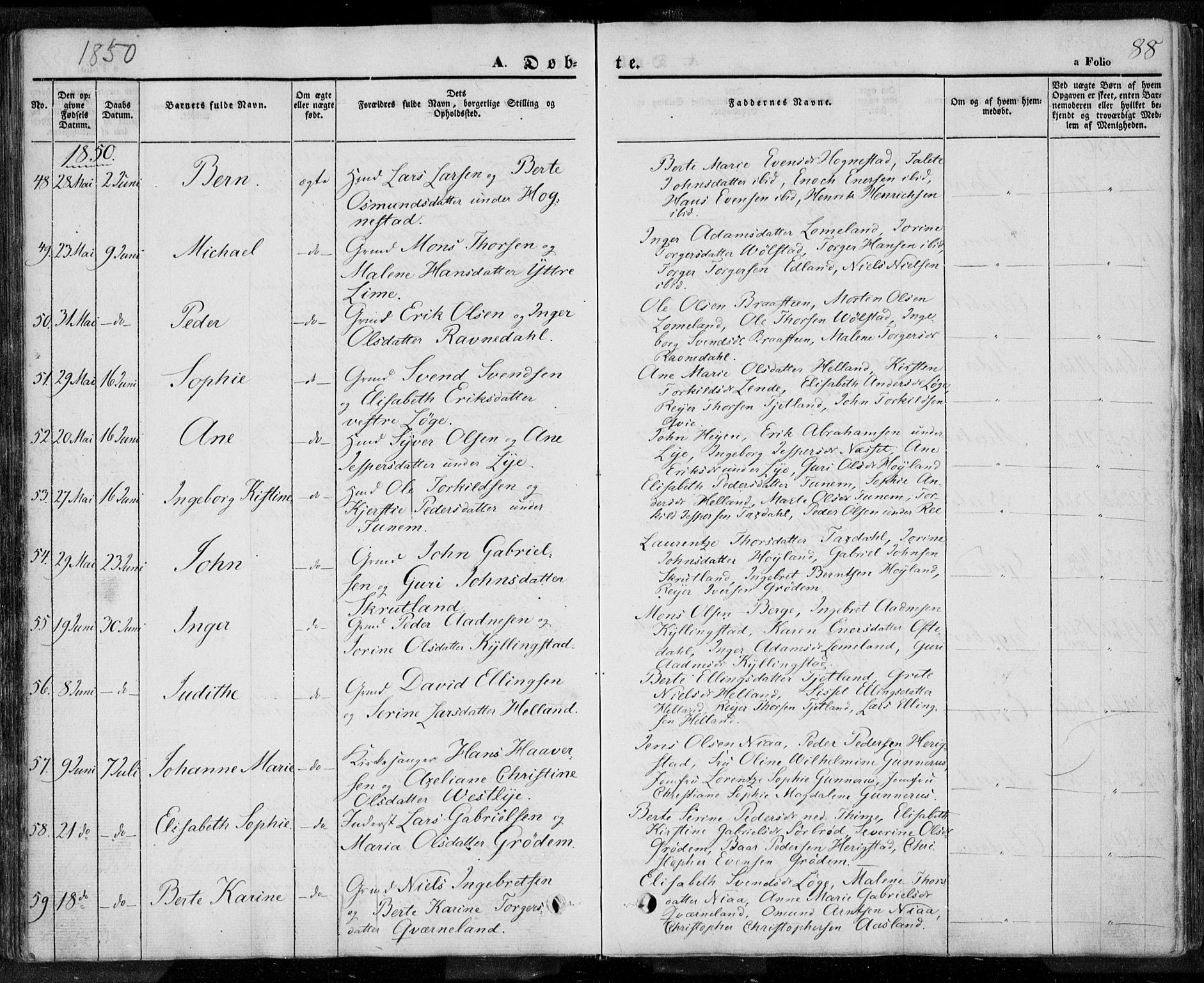 Lye sokneprestkontor, AV/SAST-A-101794/001/30BA/L0005: Ministerialbok nr. A 5.1, 1842-1855, s. 88