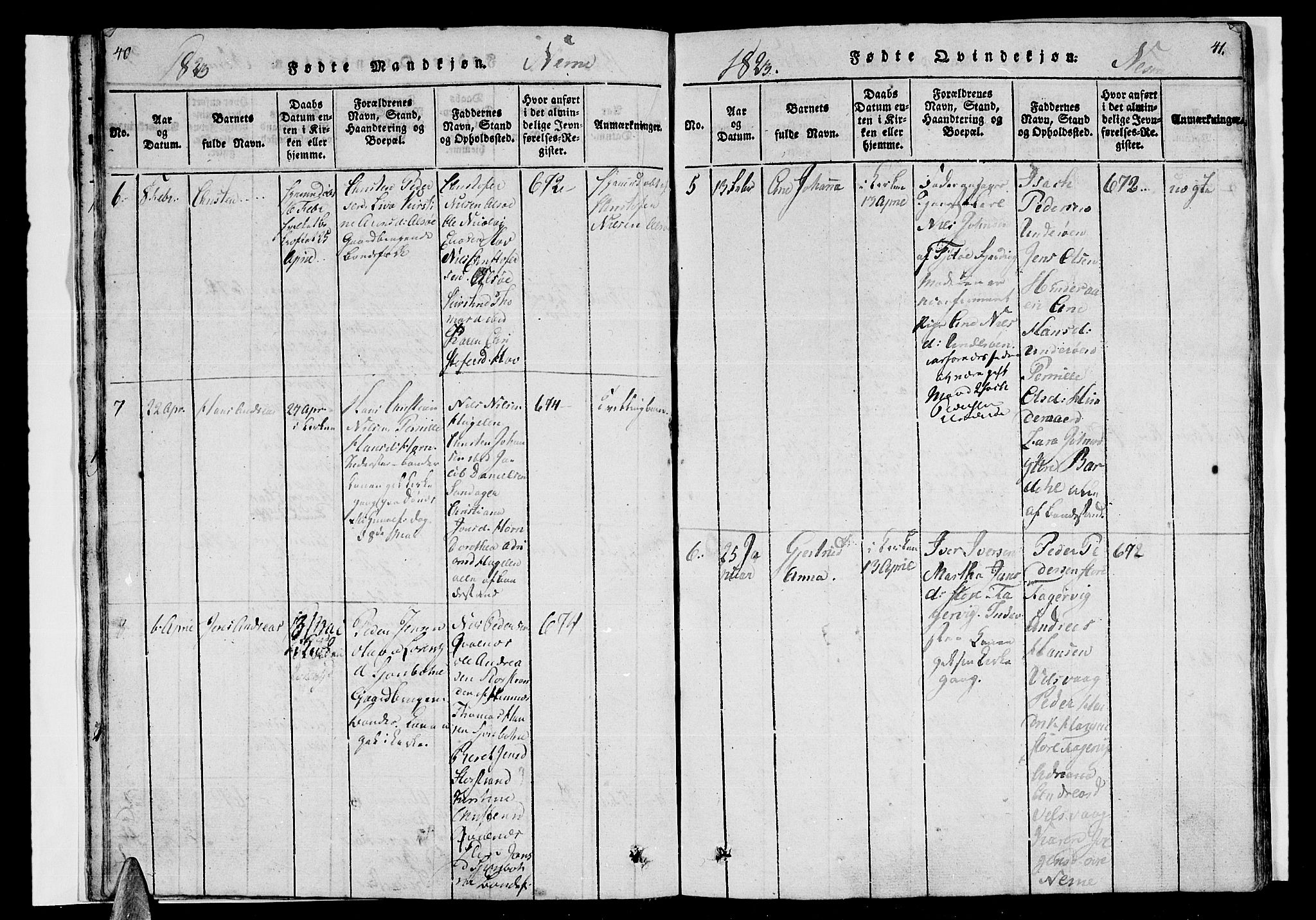 Ministerialprotokoller, klokkerbøker og fødselsregistre - Nordland, AV/SAT-A-1459/838/L0546: Ministerialbok nr. 838A05 /1, 1820-1828, s. 40-41