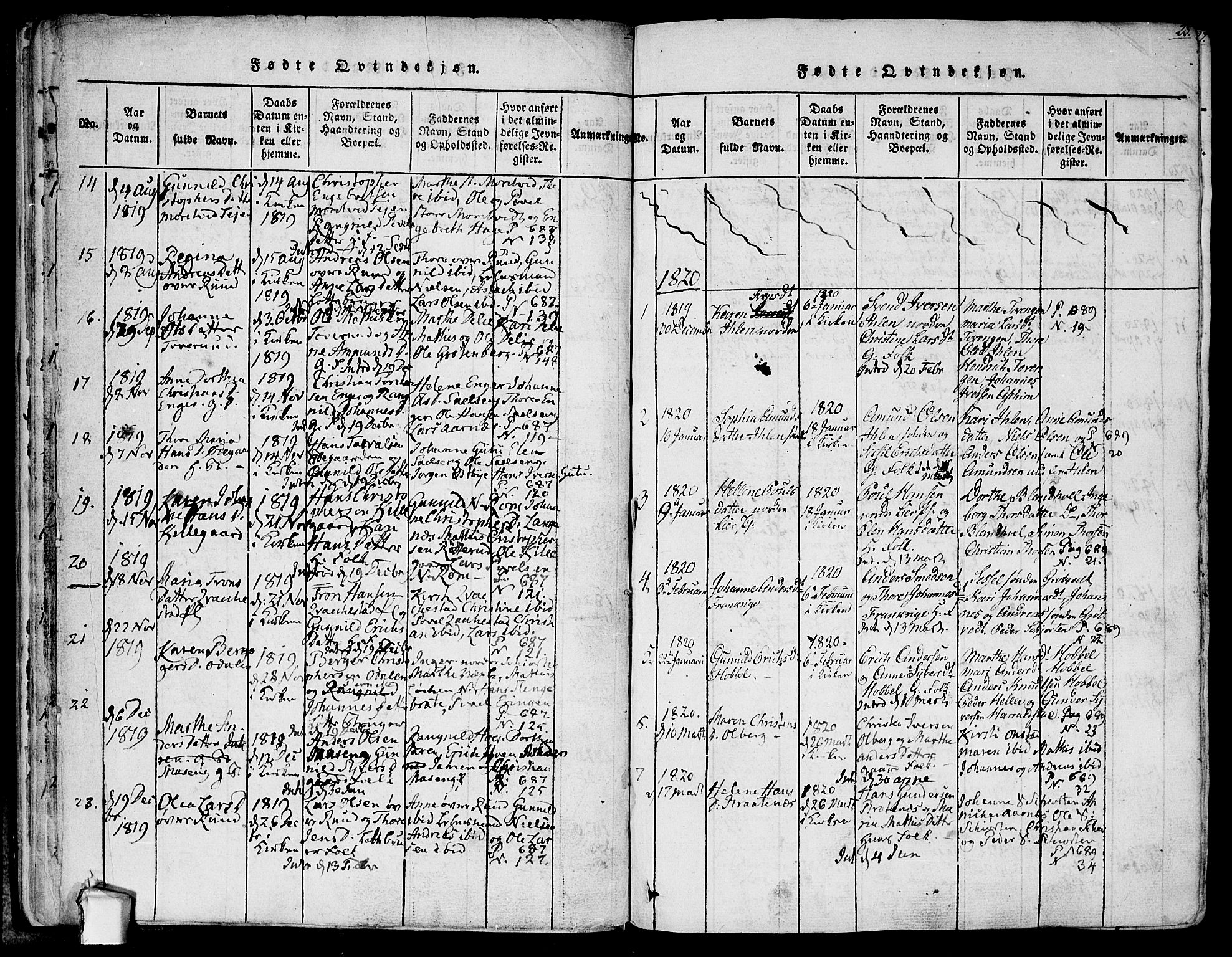 Askim prestekontor Kirkebøker, SAO/A-10900/F/Fa/L0004: Ministerialbok nr. 4, 1817-1846, s. 22-23