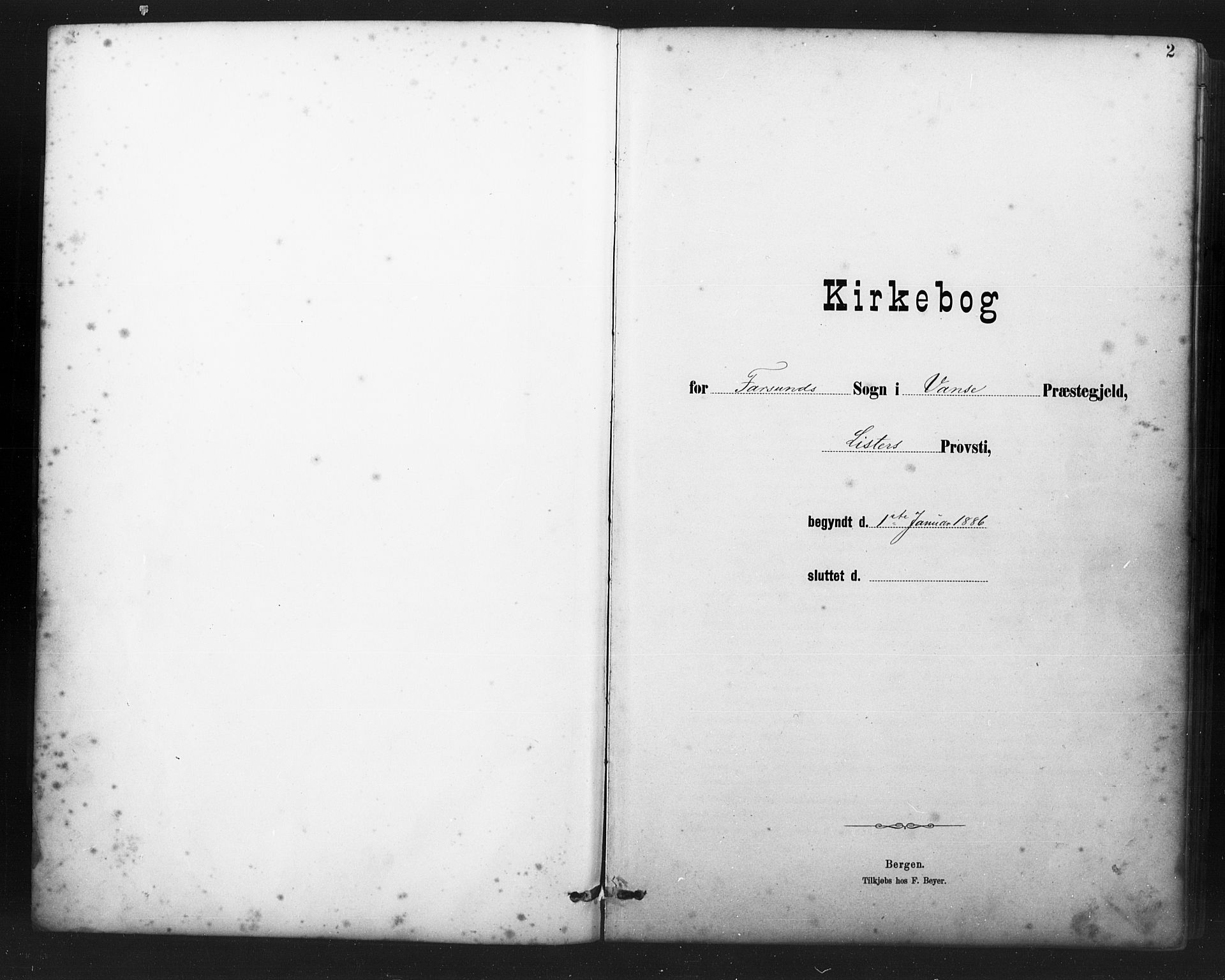 Farsund sokneprestkontor, AV/SAK-1111-0009/F/Fb/L0001: Klokkerbok nr. B 1, 1886-1931, s. 2