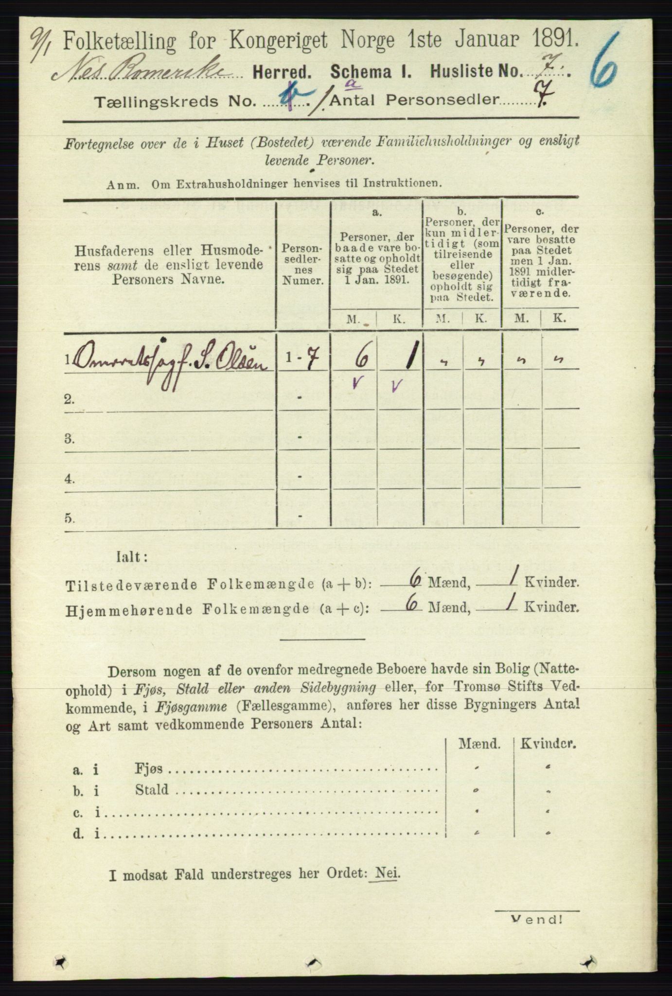 RA, Folketelling 1891 for 0236 Nes herred, 1891, s. 51