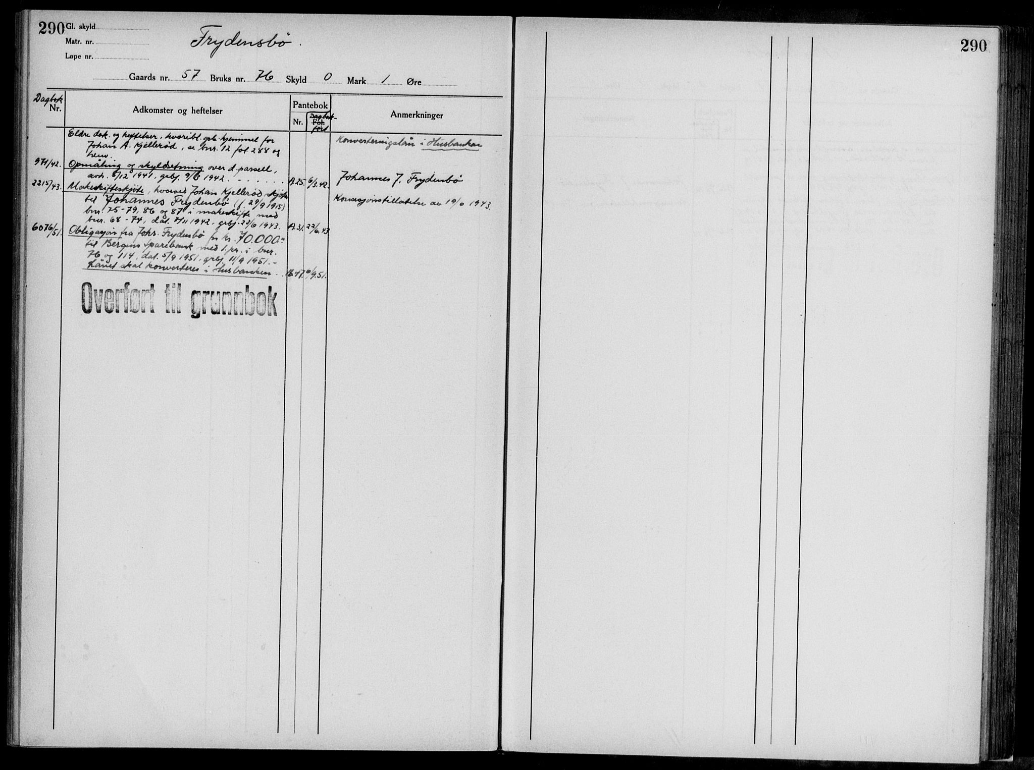 Midhordland sorenskriveri, AV/SAB-A-3001/1/G/Ga/Gab/L0117: Panteregister nr. II.A.b.117, s. 290