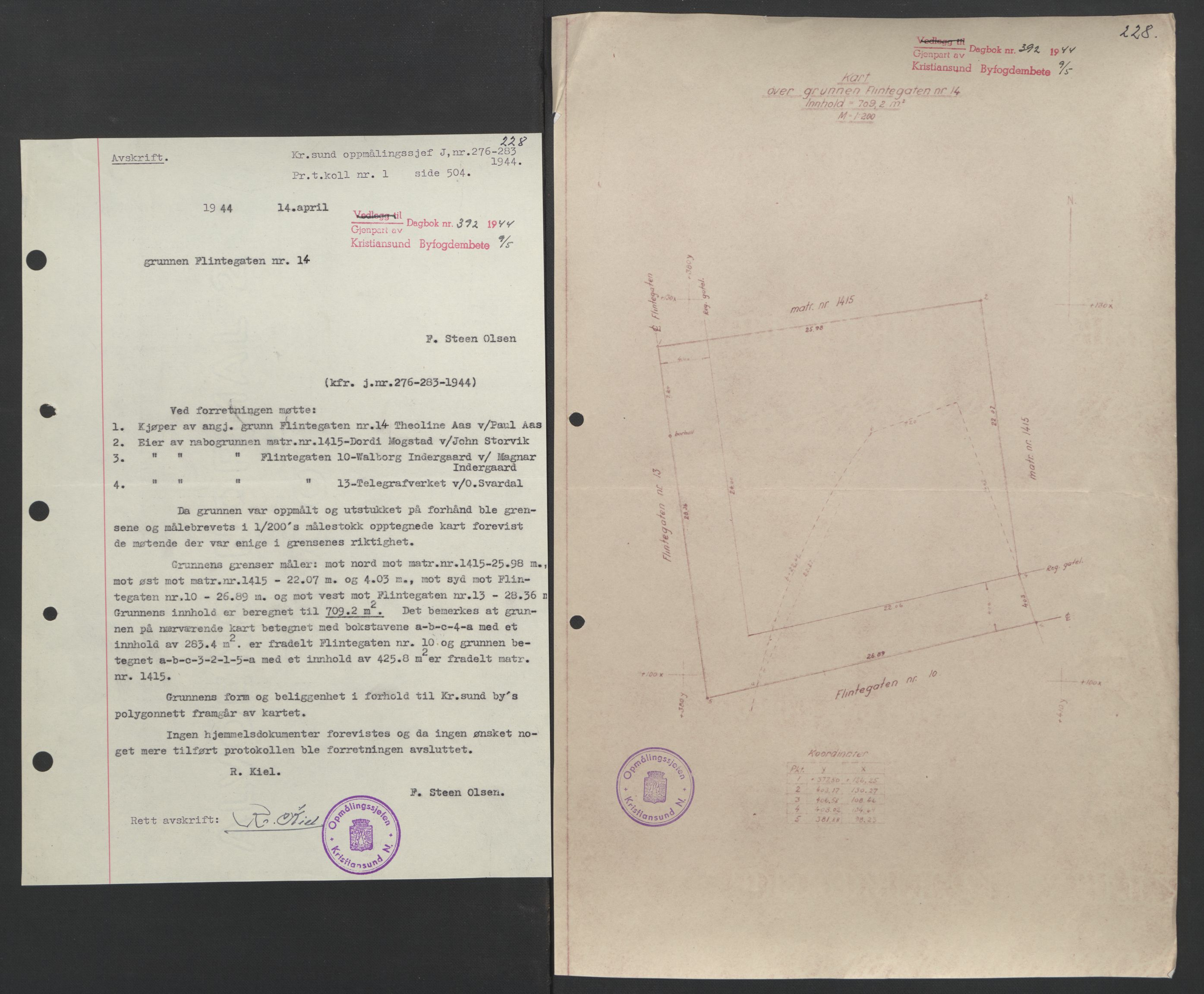 Kristiansund byfogd, AV/SAT-A-4587/A/27: Pantebok nr. 37, 1942-1945, Dagboknr: 392/1944