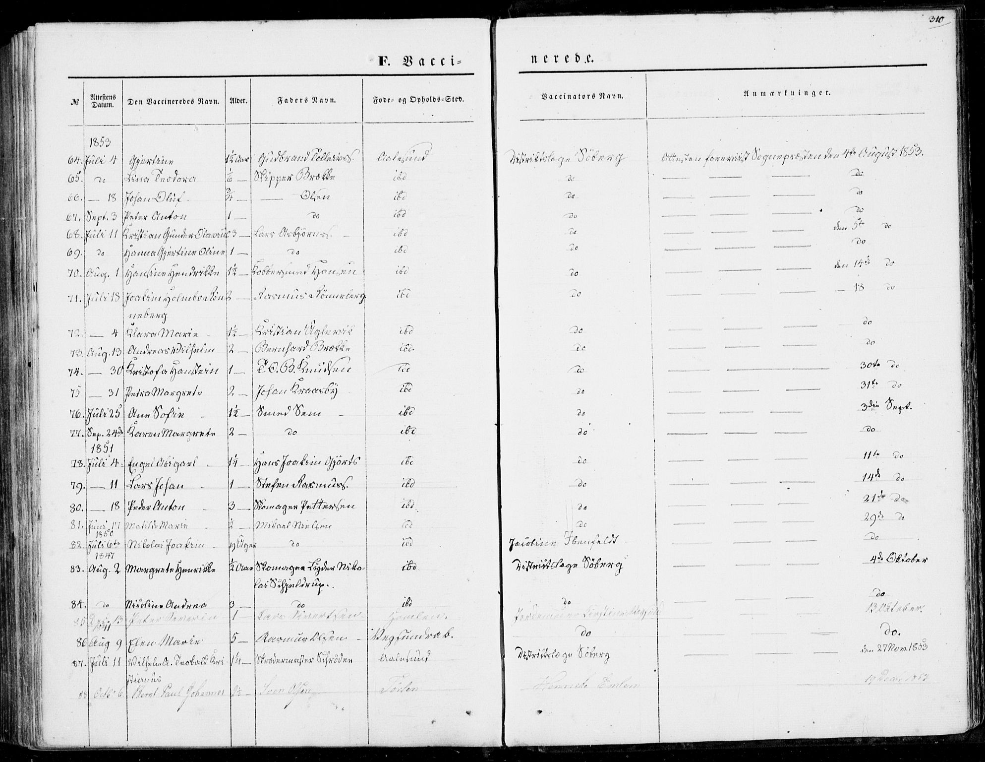 Ministerialprotokoller, klokkerbøker og fødselsregistre - Møre og Romsdal, AV/SAT-A-1454/528/L0397: Ministerialbok nr. 528A08, 1848-1858, s. 310