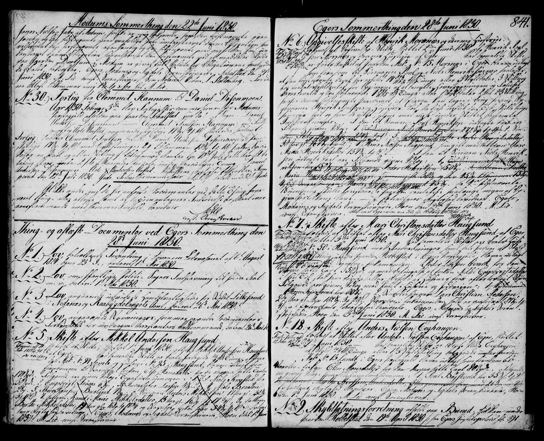 Eiker, Modum og Sigdal sorenskriveri, SAKO/A-123/G/Ga/Gaa/L0008b: Pantebok nr. I 8b, 1828-1830, s. 841