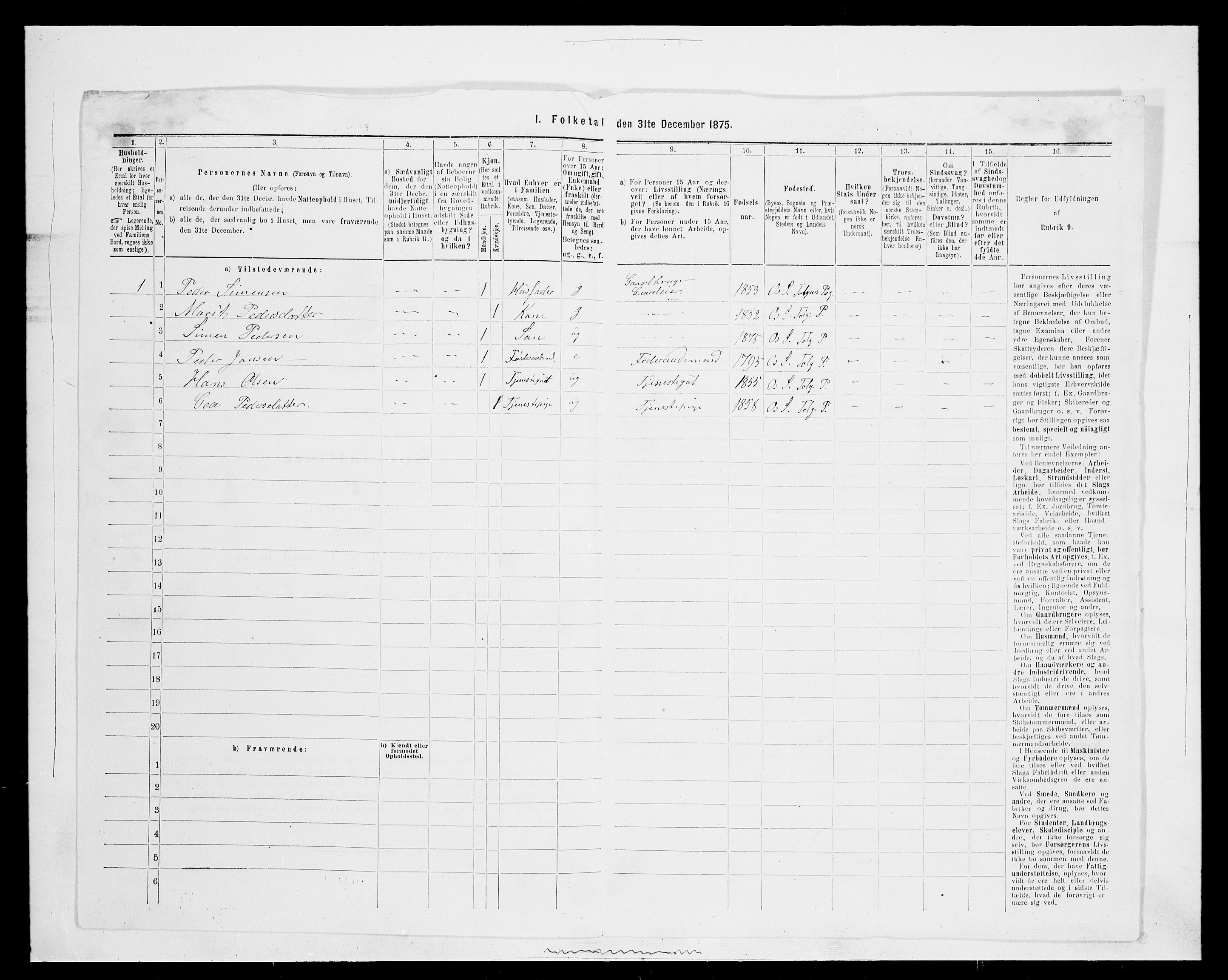 SAH, Folketelling 1875 for 0436P Tolga prestegjeld, 1875, s. 999