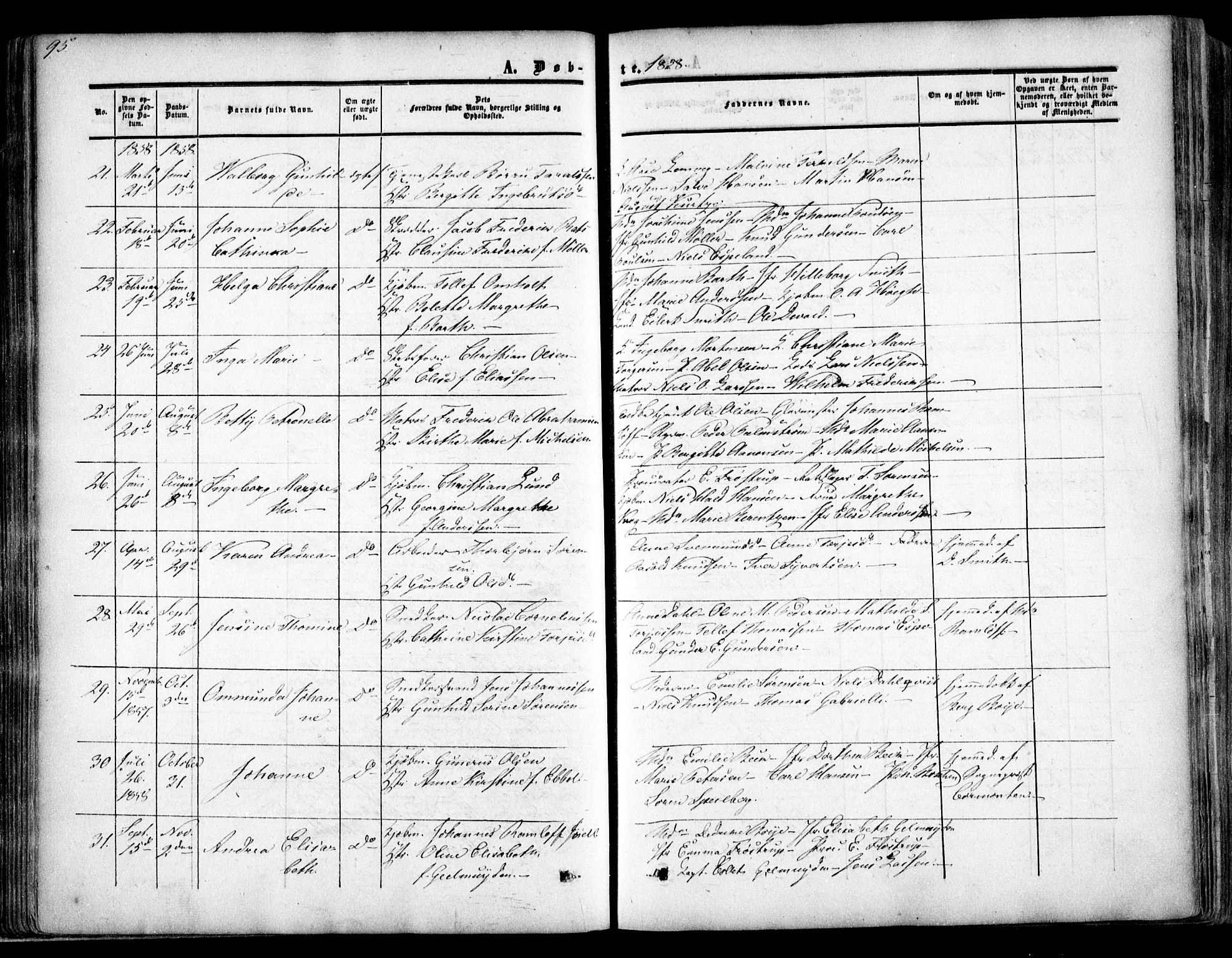 Arendal sokneprestkontor, Trefoldighet, AV/SAK-1111-0040/F/Fa/L0006: Ministerialbok nr. A 6, 1855-1868, s. 95