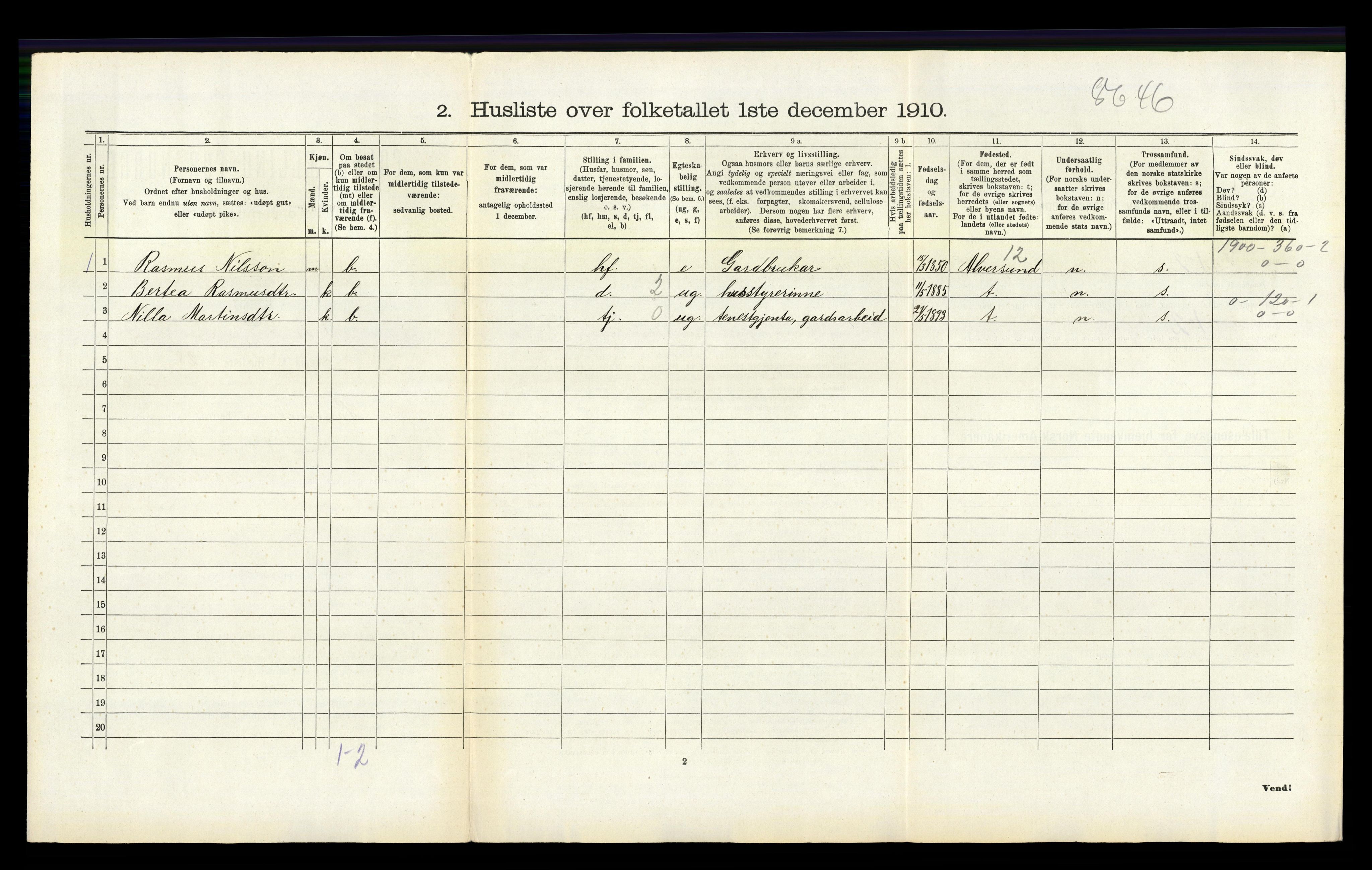 RA, Folketelling 1910 for 1254 Hamre herred, 1910, s. 129