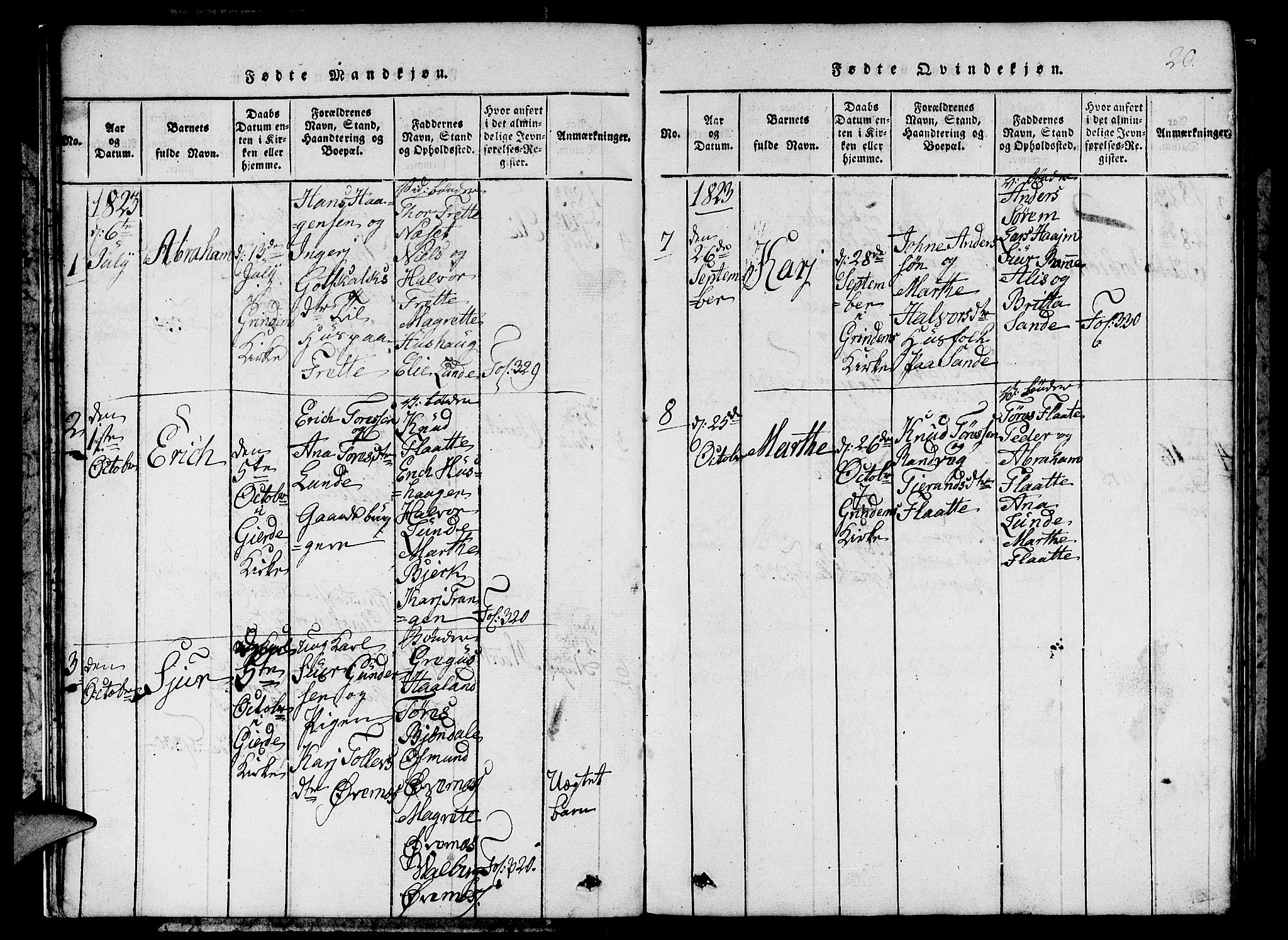 Etne sokneprestembete, AV/SAB-A-75001/H/Hab: Klokkerbok nr. C 1, 1816-1841, s. 20