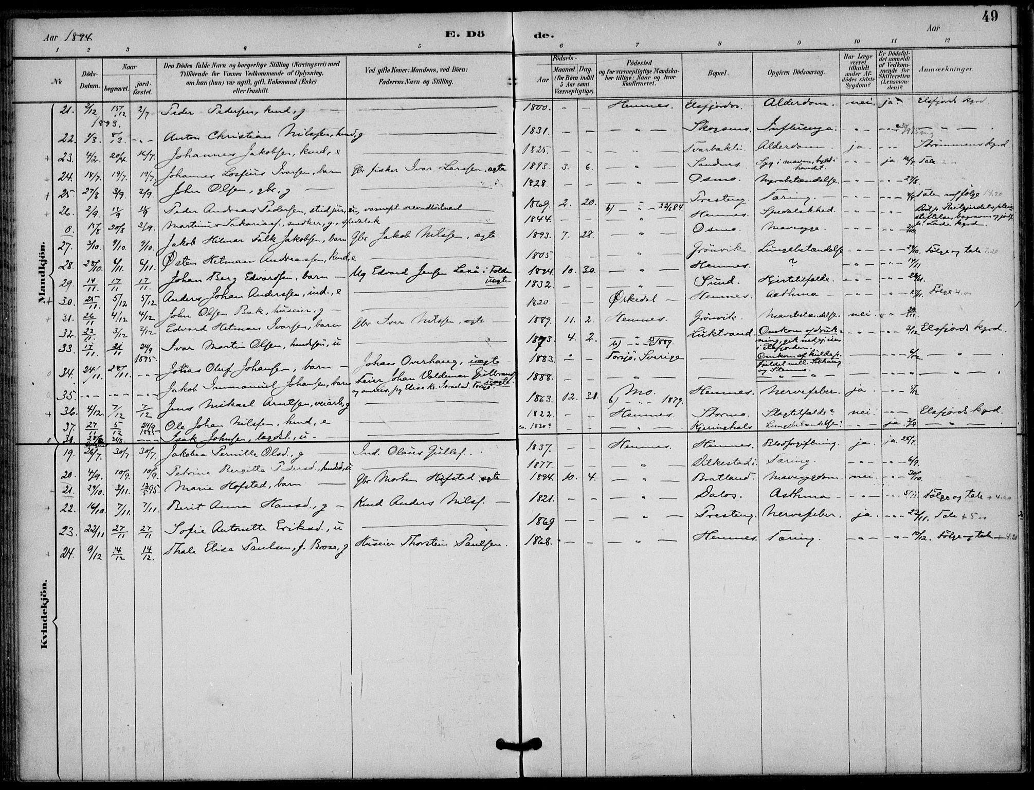 Ministerialprotokoller, klokkerbøker og fødselsregistre - Nordland, SAT/A-1459/825/L0363: Ministerialbok nr. 825A17, 1890-1909, s. 49