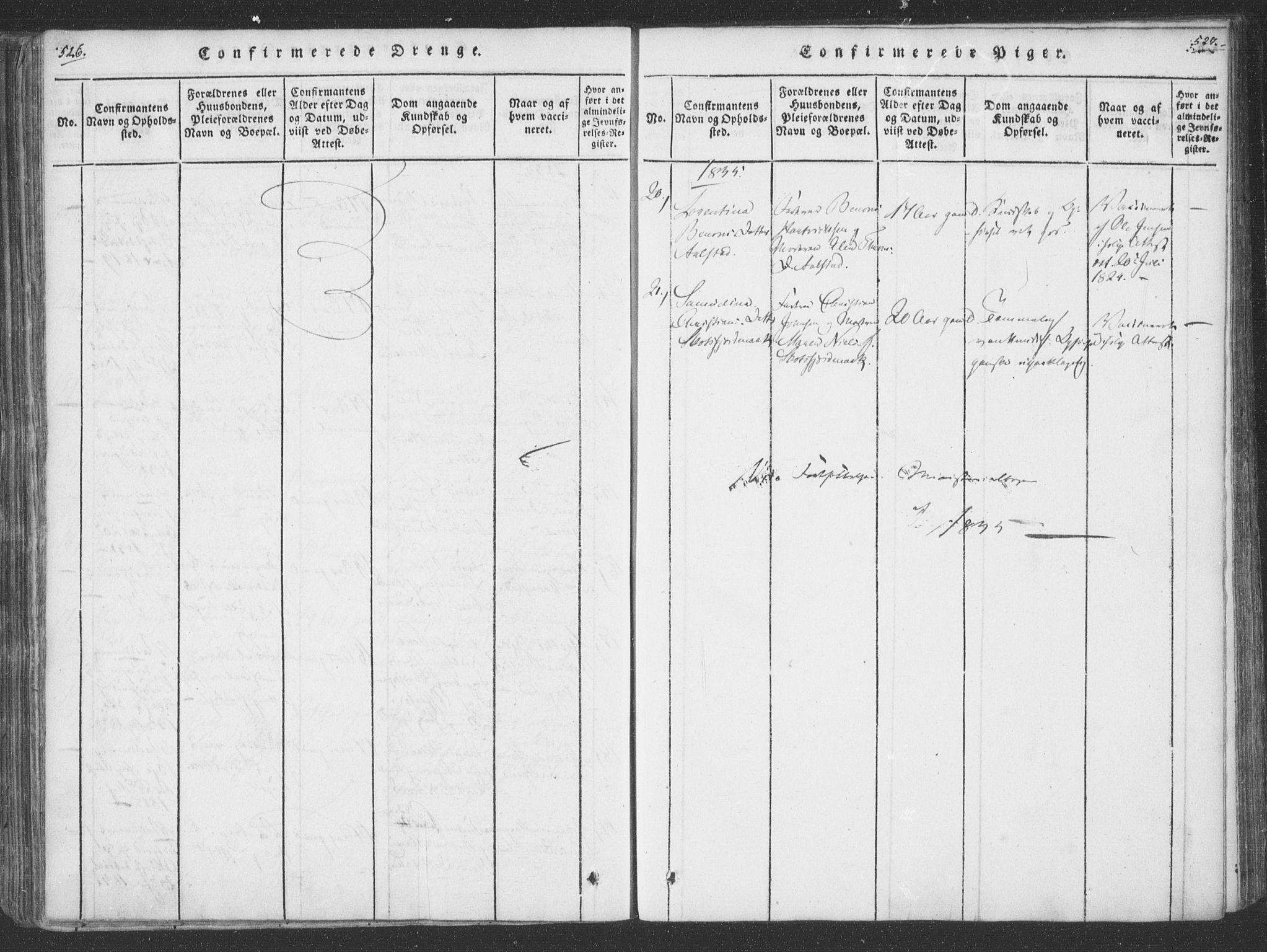 Ministerialprotokoller, klokkerbøker og fødselsregistre - Nordland, AV/SAT-A-1459/855/L0798: Ministerialbok nr. 855A06, 1821-1835, s. 526-527