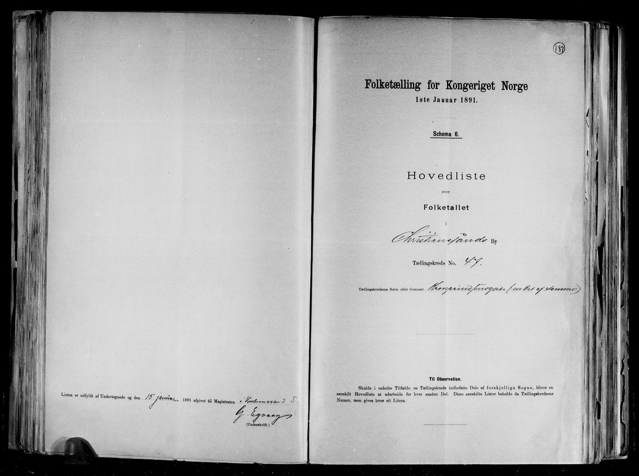 RA, Folketelling 1891 for 1001 Kristiansand kjøpstad, 1891, s. 99