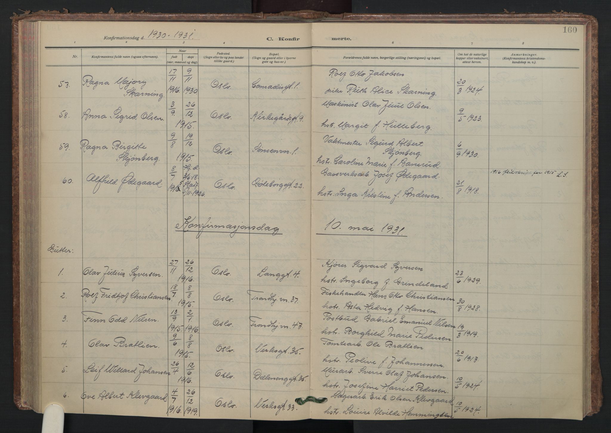 Petrus prestekontor Kirkebøker, AV/SAO-A-10872/F/Fa/L0015: Ministerialbok nr. 15, 1923-1935, s. 160