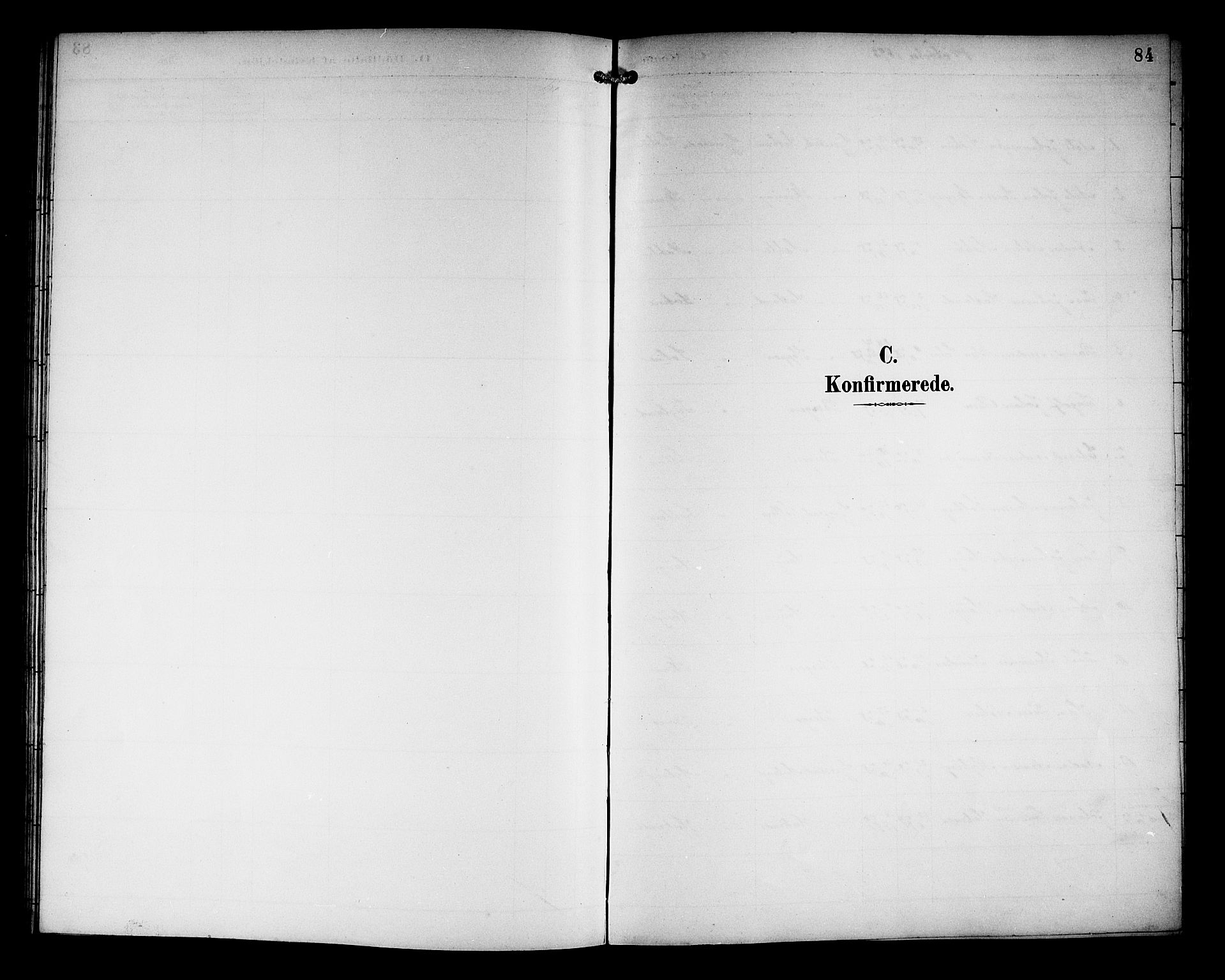 Haus sokneprestembete, SAB/A-75601/H/Hab: Klokkerbok nr. C 3, 1893-1906, s. 84