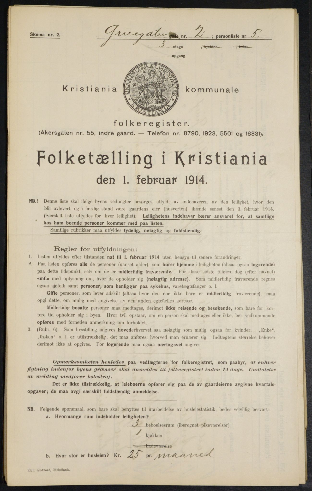 OBA, Kommunal folketelling 1.2.1914 for Kristiania, 1914, s. 30345