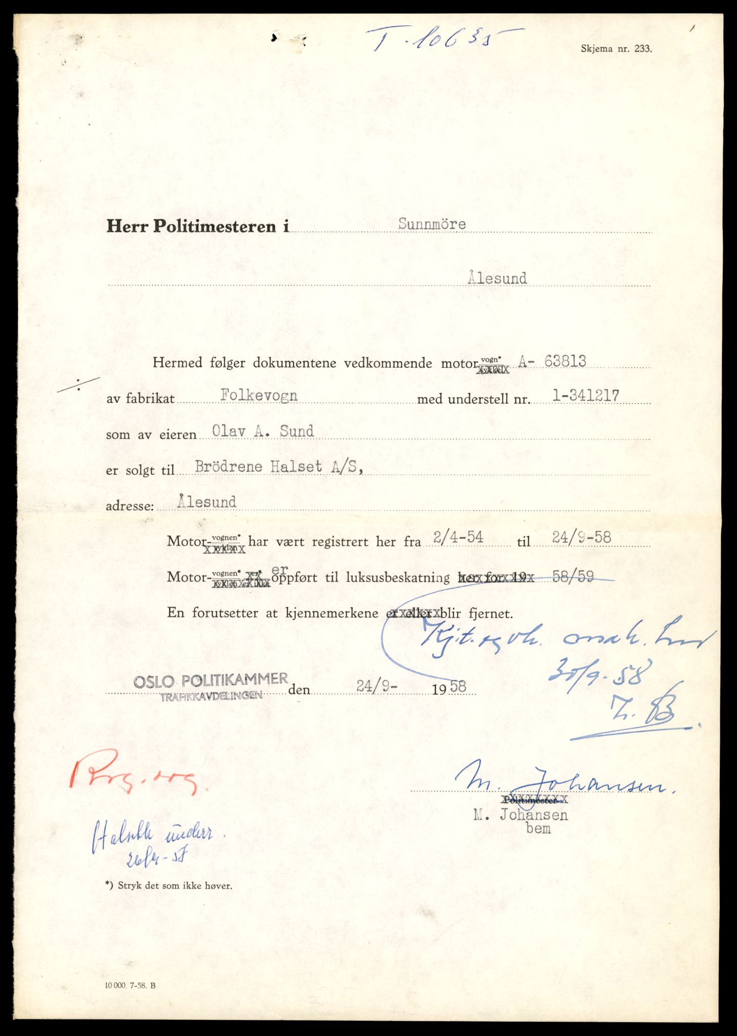 Møre og Romsdal vegkontor - Ålesund trafikkstasjon, AV/SAT-A-4099/F/Fe/L0022: Registreringskort for kjøretøy T 10584 - T 10694, 1927-1998, s. 1593