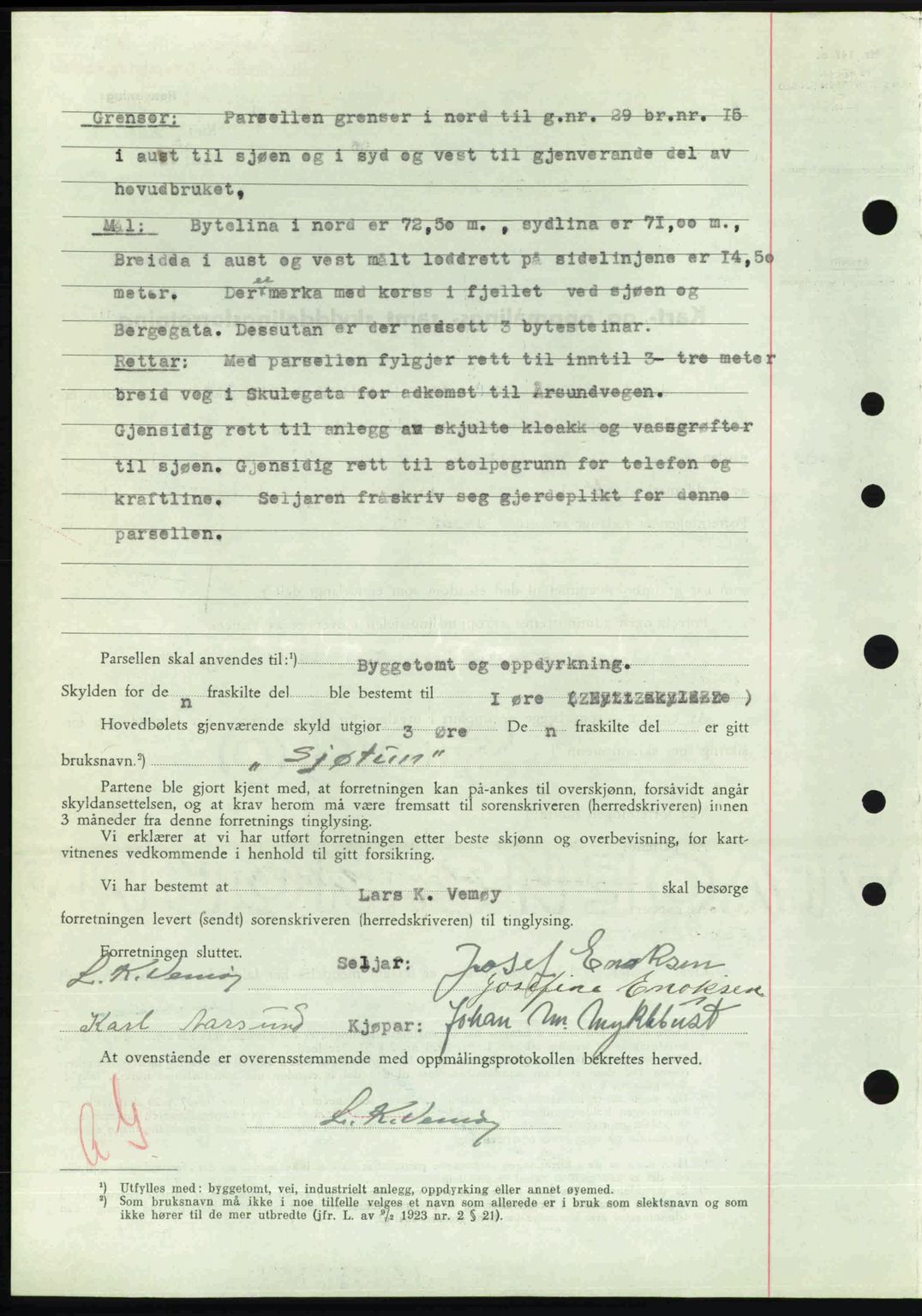 Nordre Sunnmøre sorenskriveri, AV/SAT-A-0006/1/2/2C/2Ca: Pantebok nr. A20b, 1946-1946, Dagboknr: 226/1946