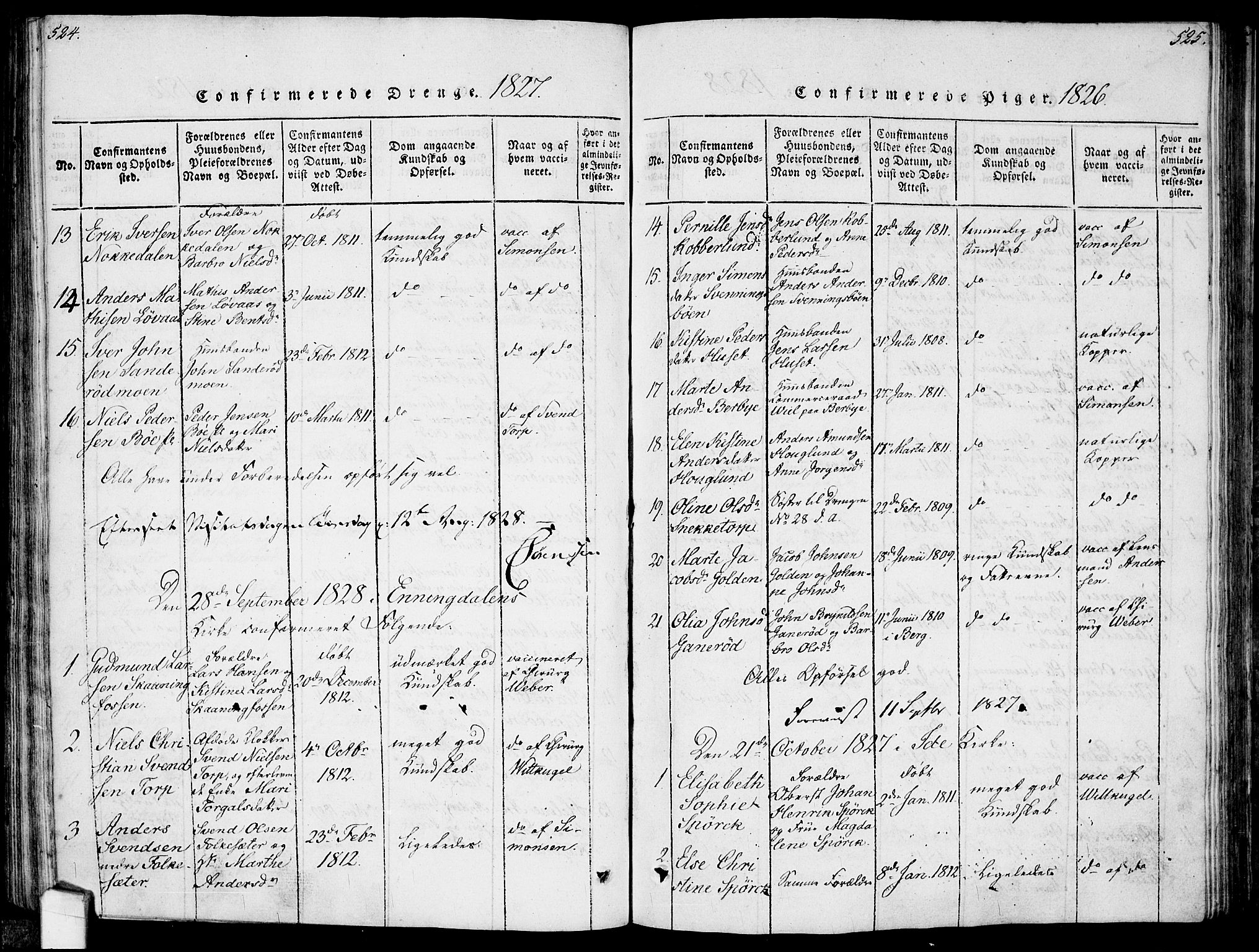Idd prestekontor Kirkebøker, SAO/A-10911/F/Fc/L0002: Ministerialbok nr. III 2, 1815-1831, s. 524-525