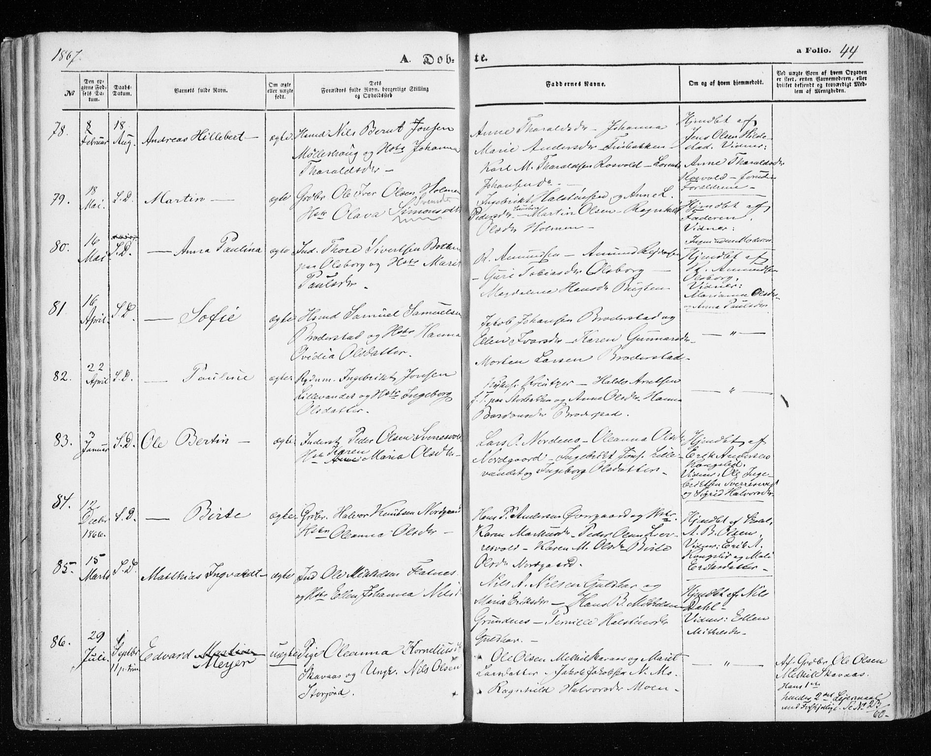 Målselv sokneprestembete, AV/SATØ-S-1311/G/Ga/Gaa/L0004kirke: Ministerialbok nr. 4, 1863-1872, s. 44