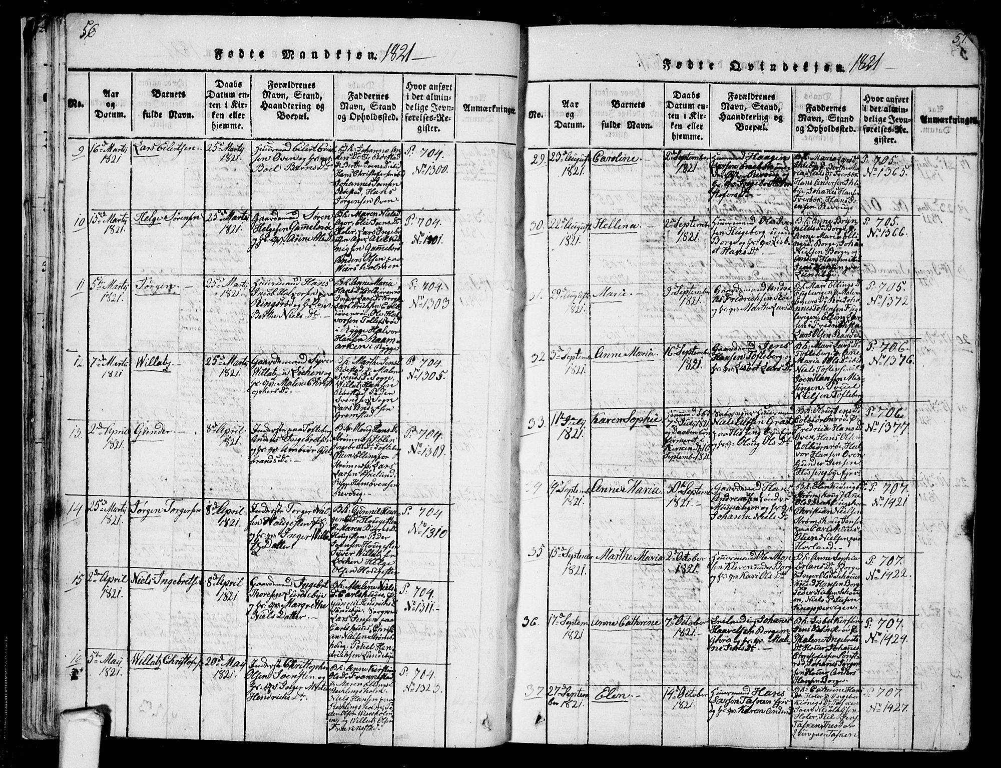 Råde prestekontor kirkebøker, AV/SAO-A-2009/F/Fa/L0004: Ministerialbok nr. 4, 1814-1830, s. 56-57