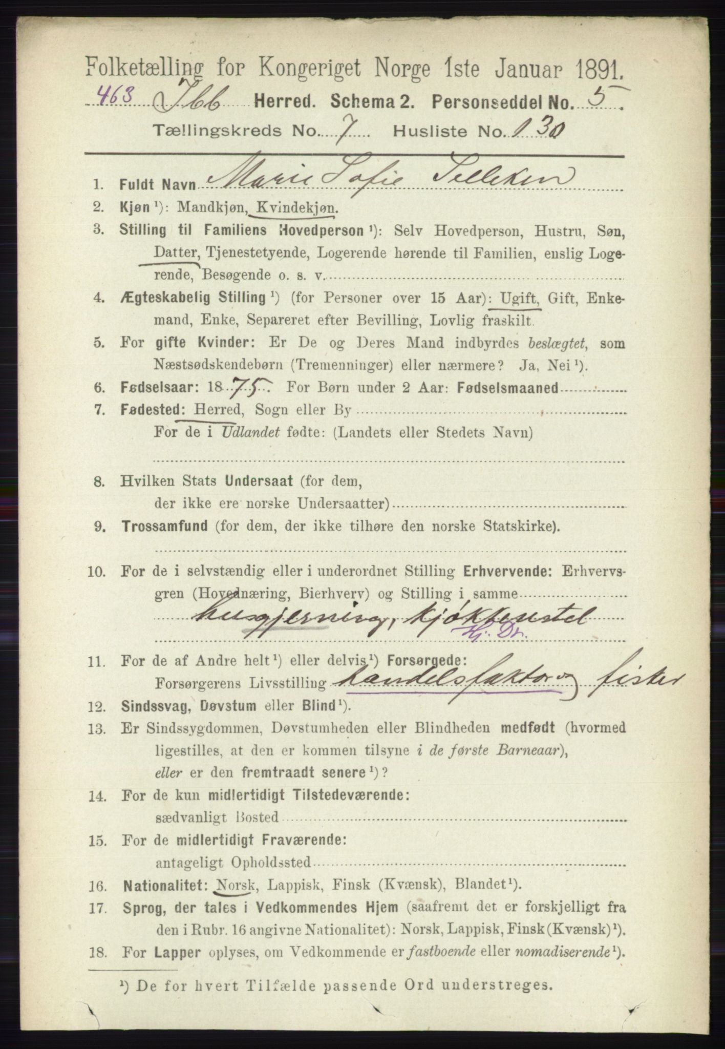 RA, Folketelling 1891 for 1917 Ibestad herred, 1891, s. 5057